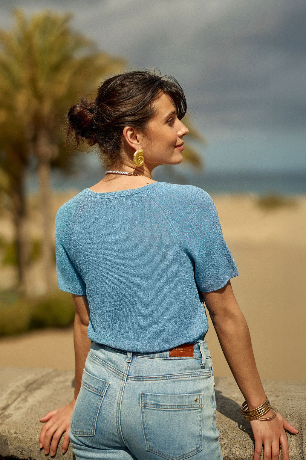 T-shirt en maille bleu - Macie