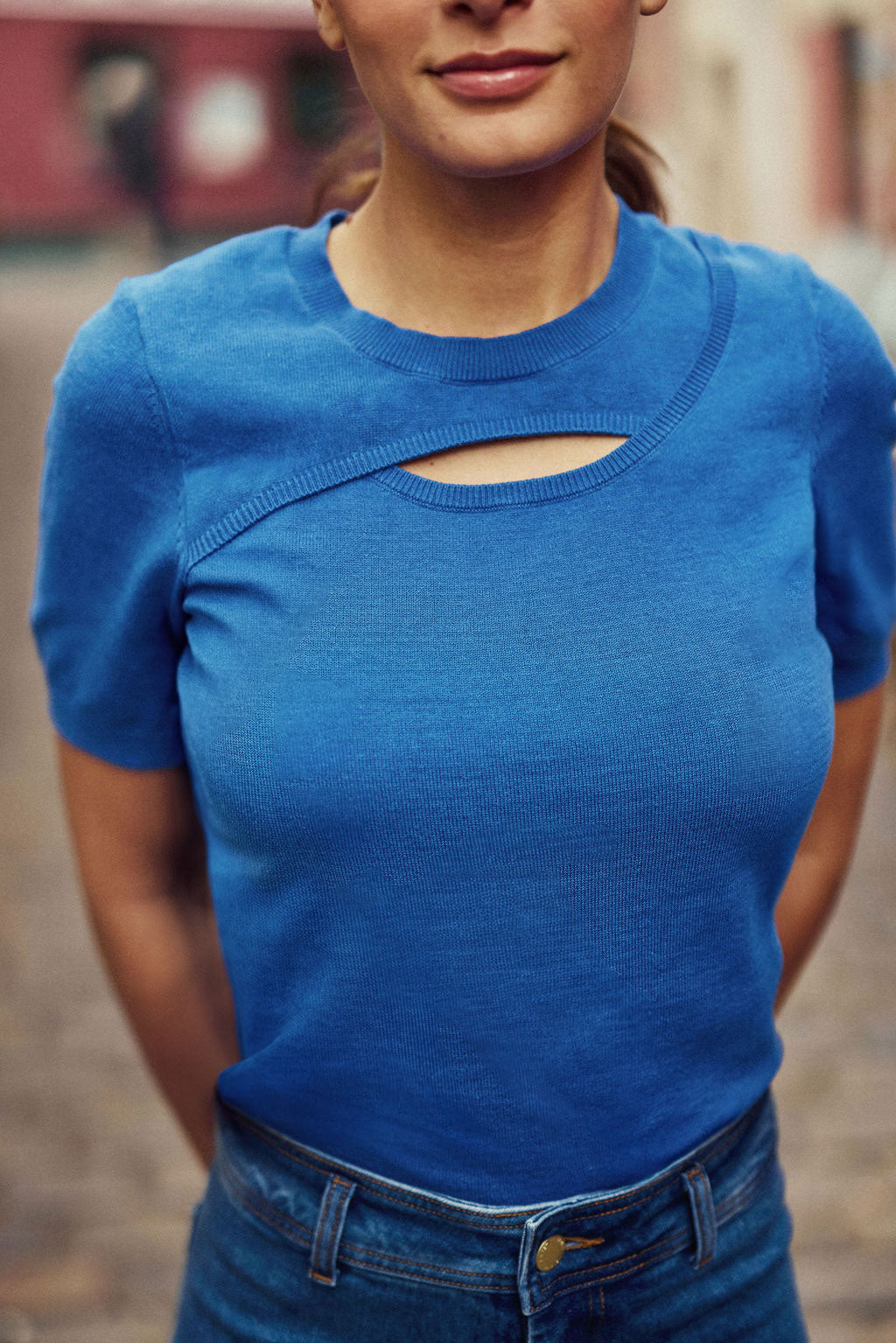 Blue short-sleeved sweater - Maiwen