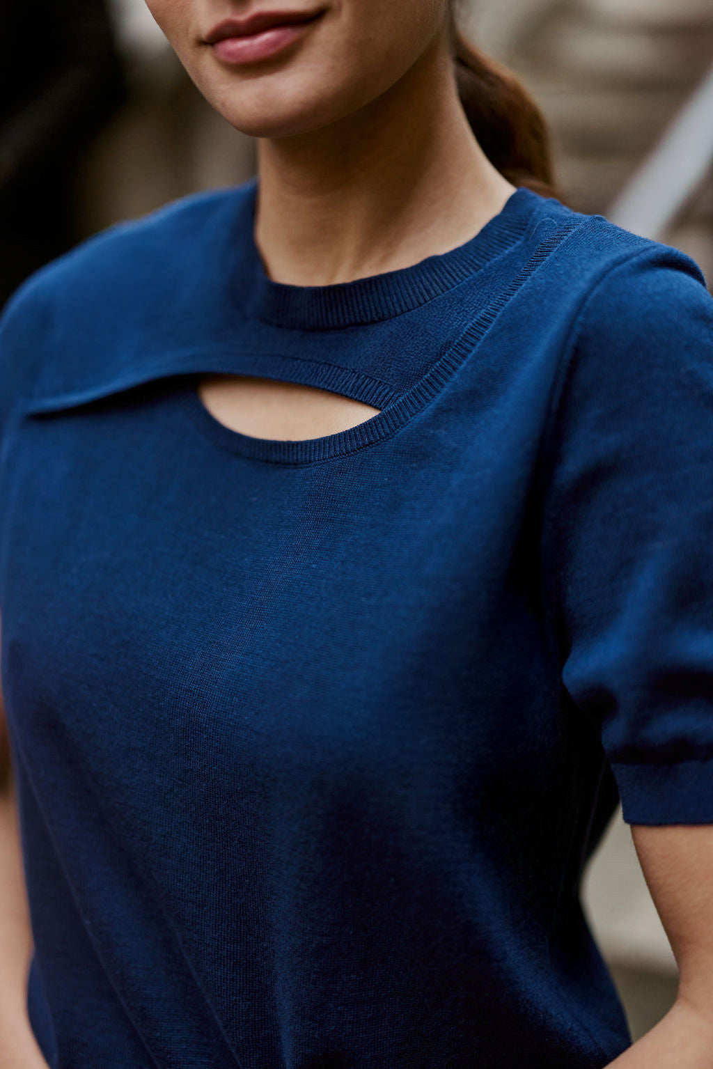 Navy short-sleeved sweater - Maiwen