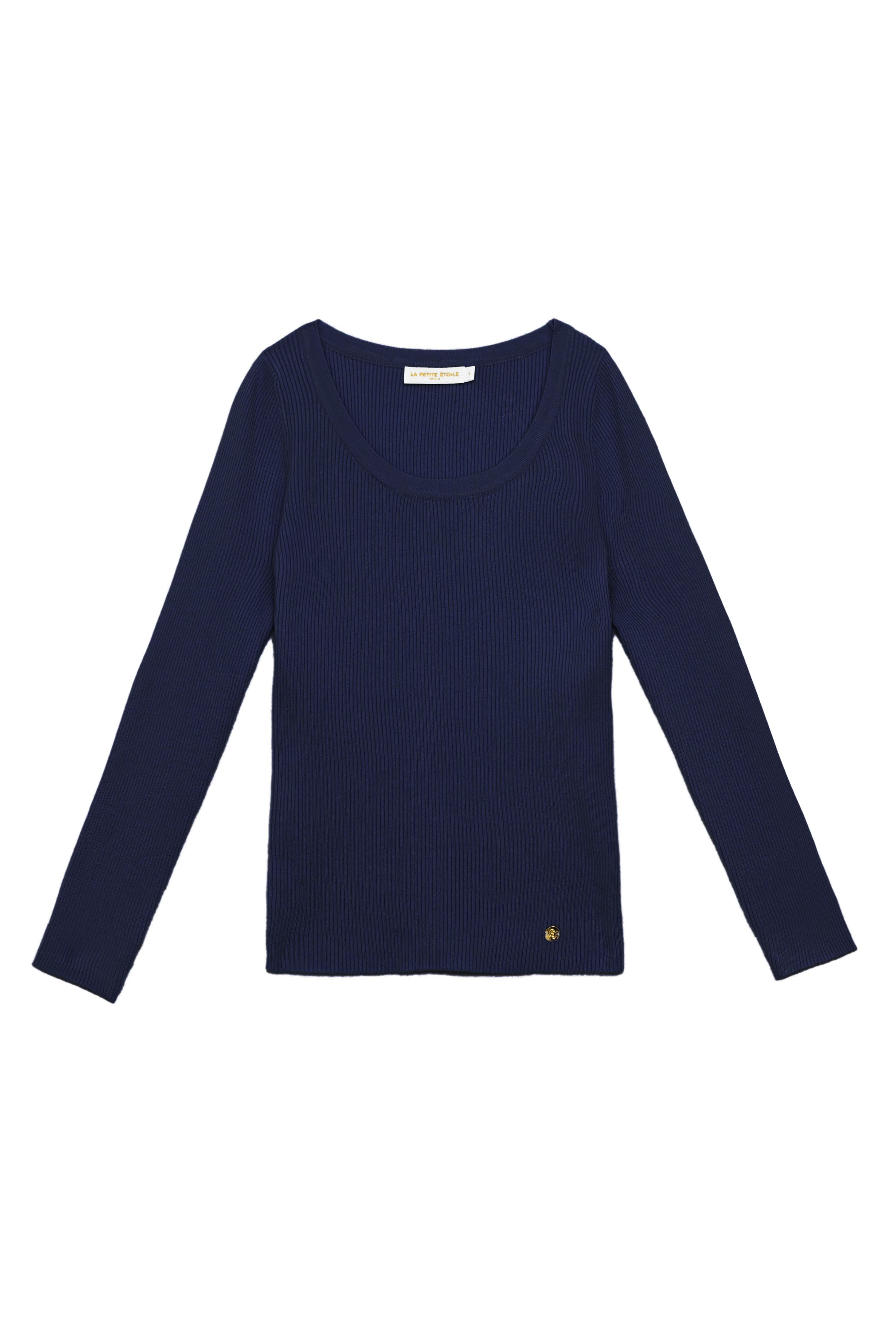 Top en maille col rond marine - Manat