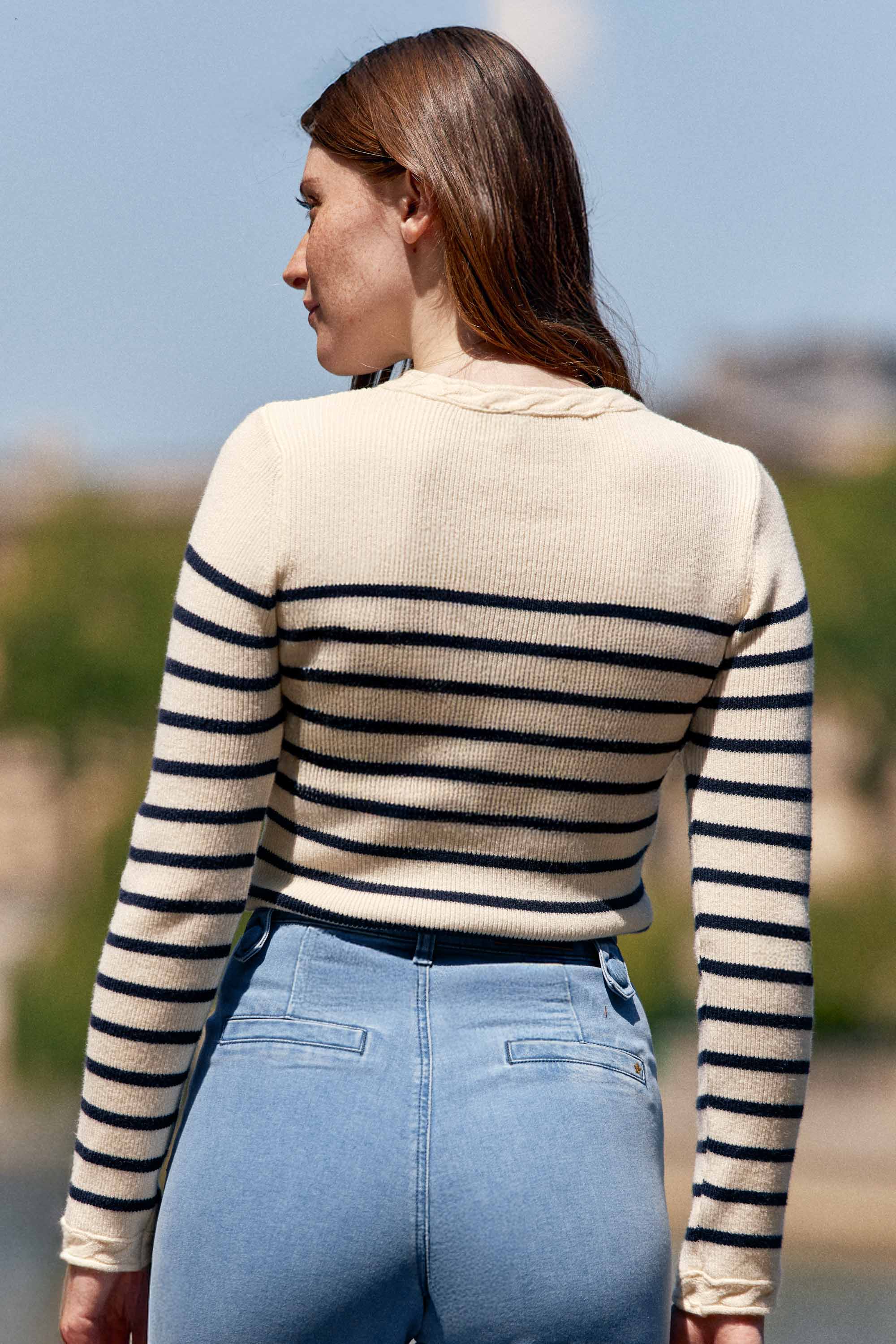 Ecru/navy sailor sweater - Manel 