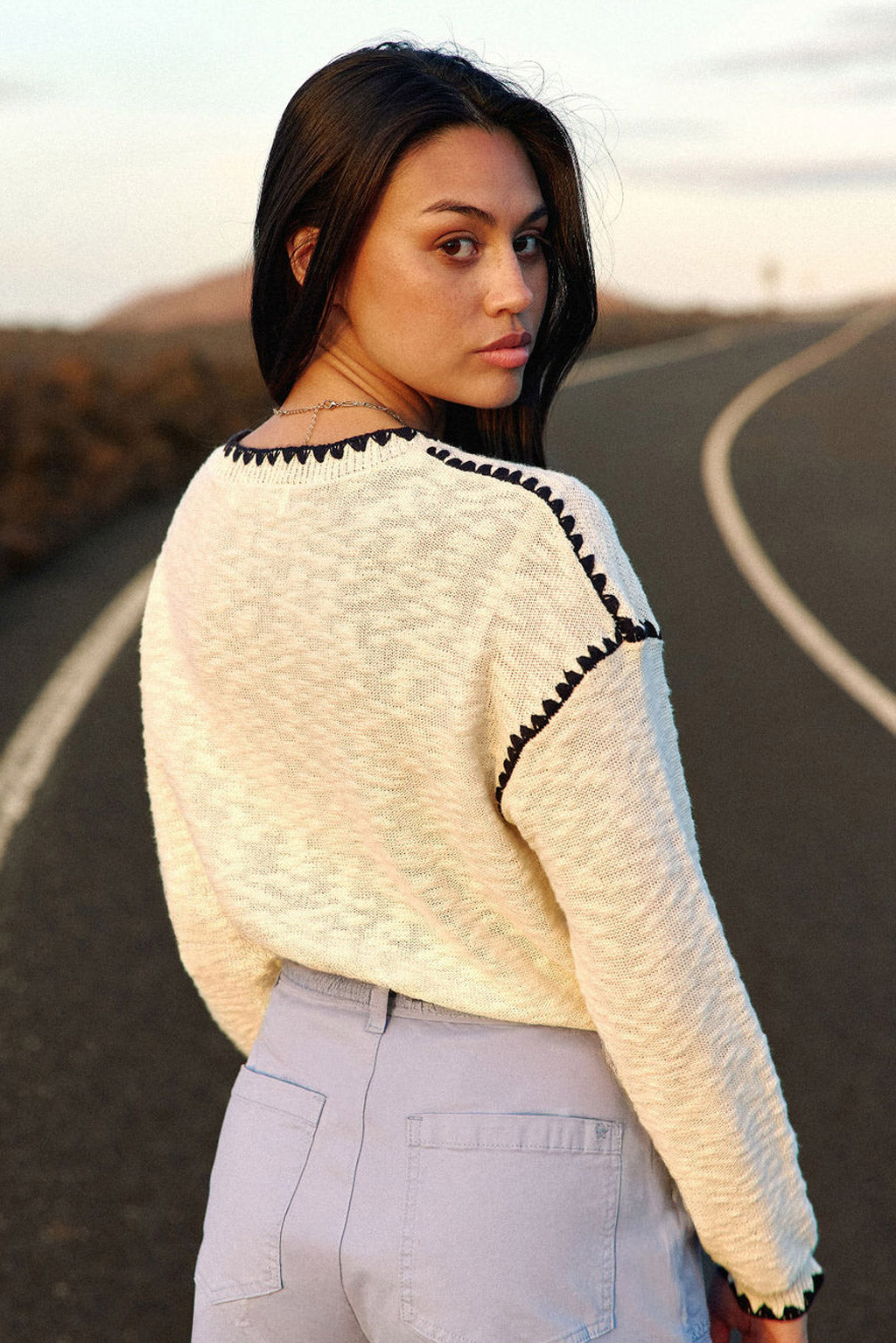 Pull col rond beige - Manuela