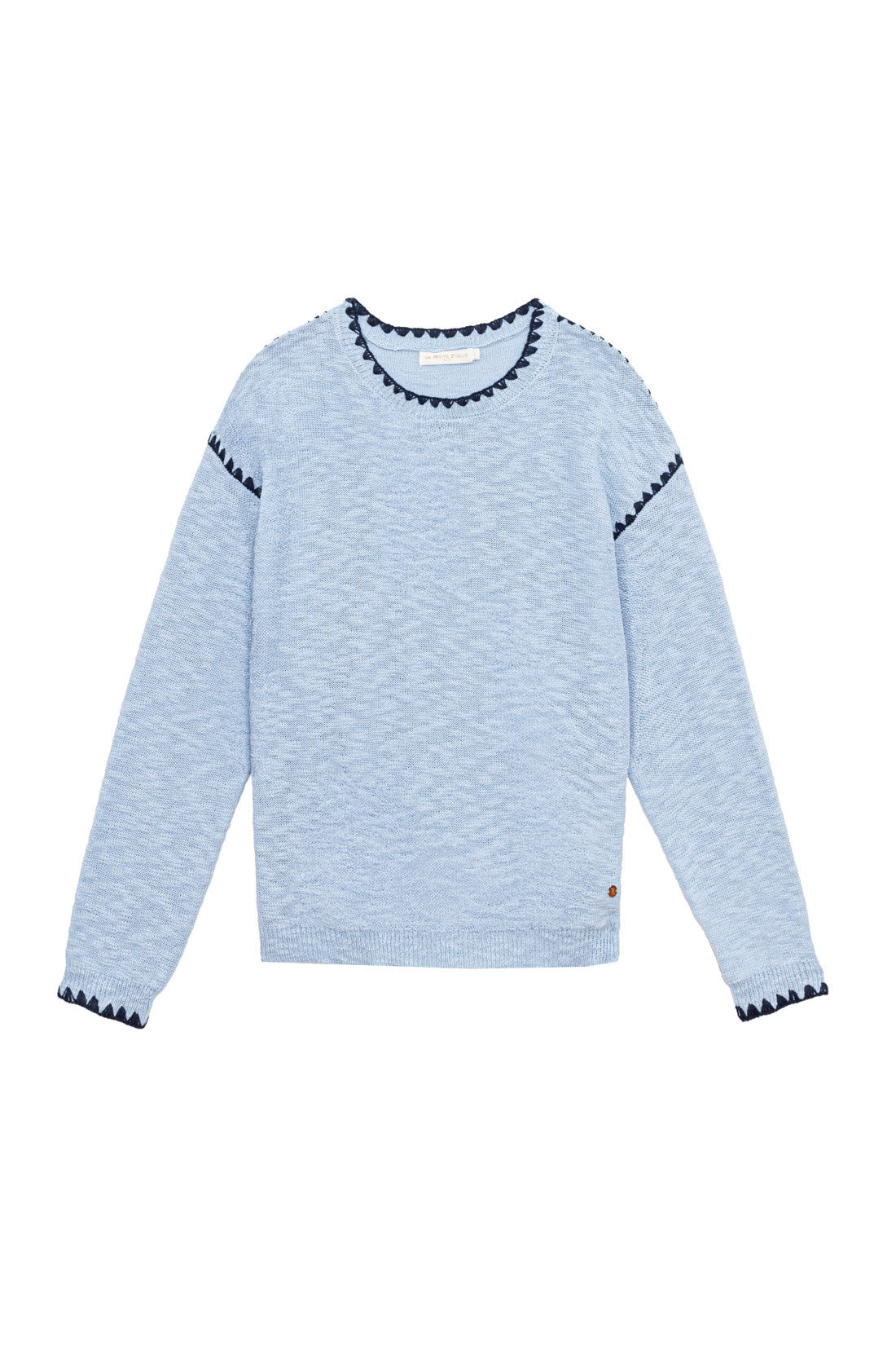 Sky blue round neck sweater - Manuela