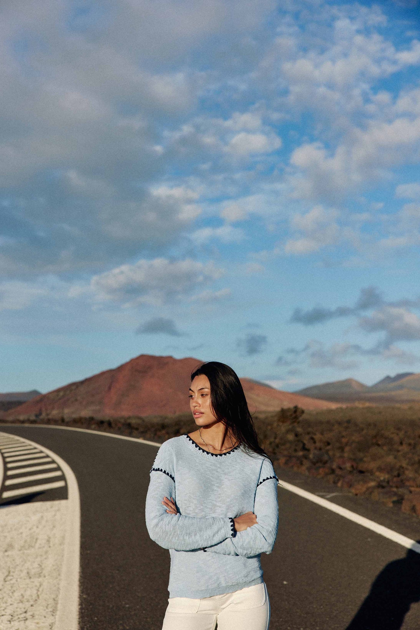 Sky blue round neck sweater - Manuela