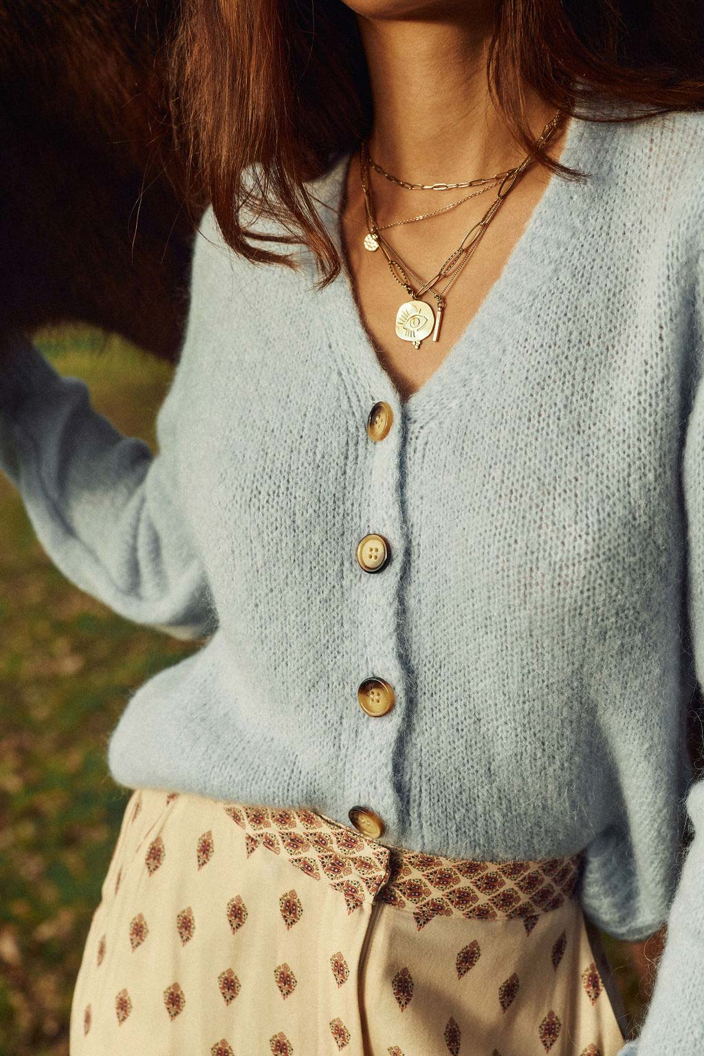 Gilet en maille bleu ciel - Mara