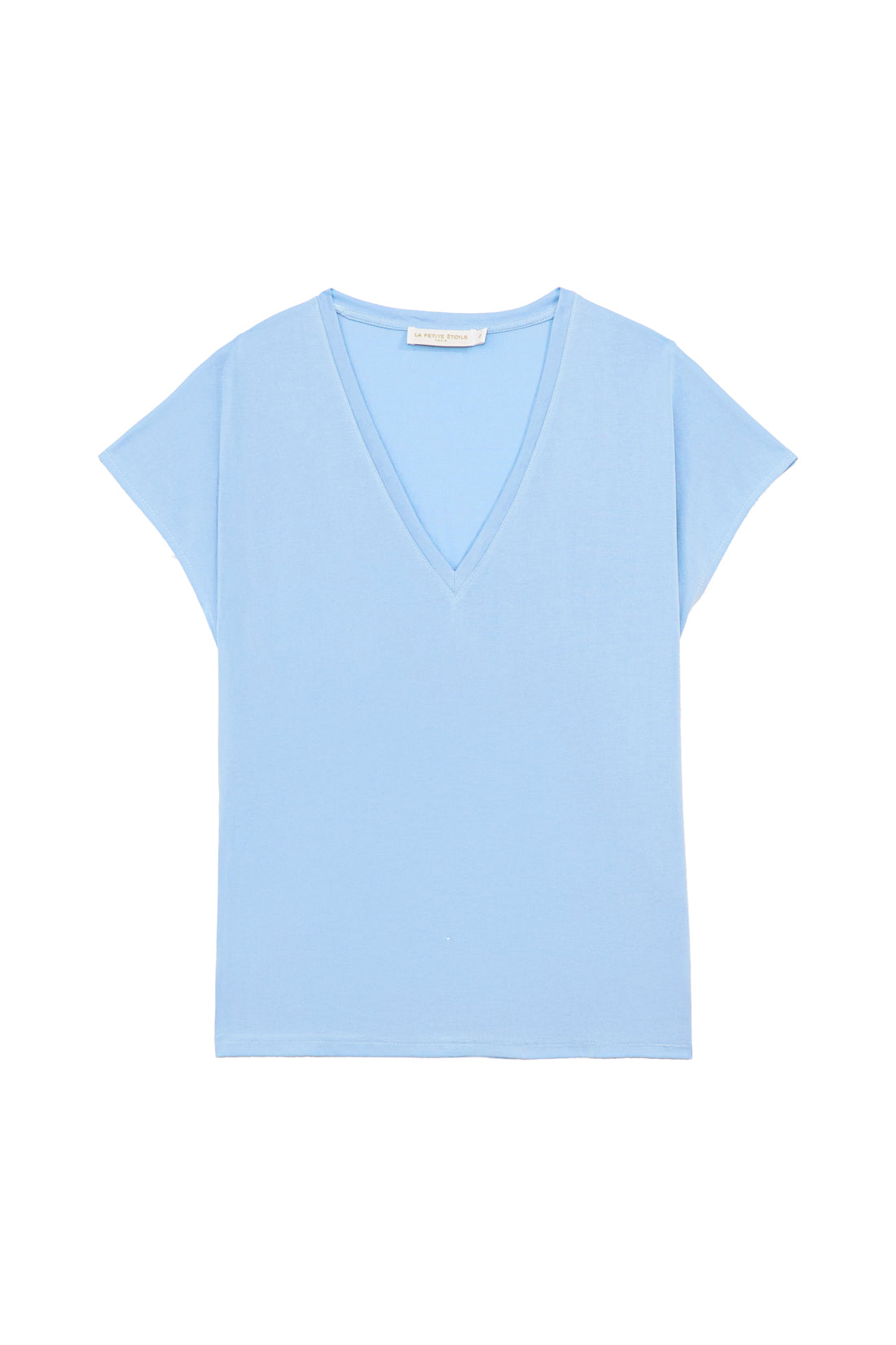 Sky blue V-neck T-shirt - Marcelina