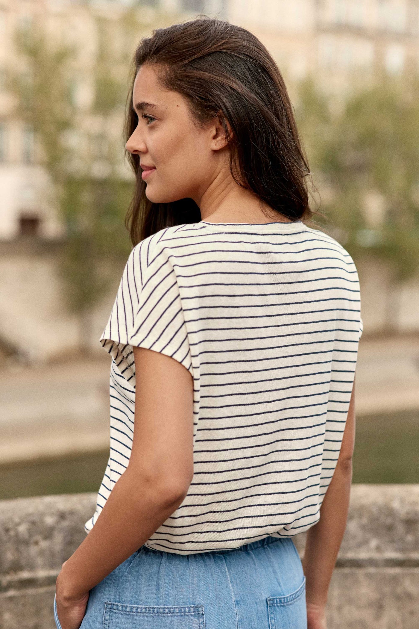 T-shirt ample et rayé marine/écru - Marcelina
