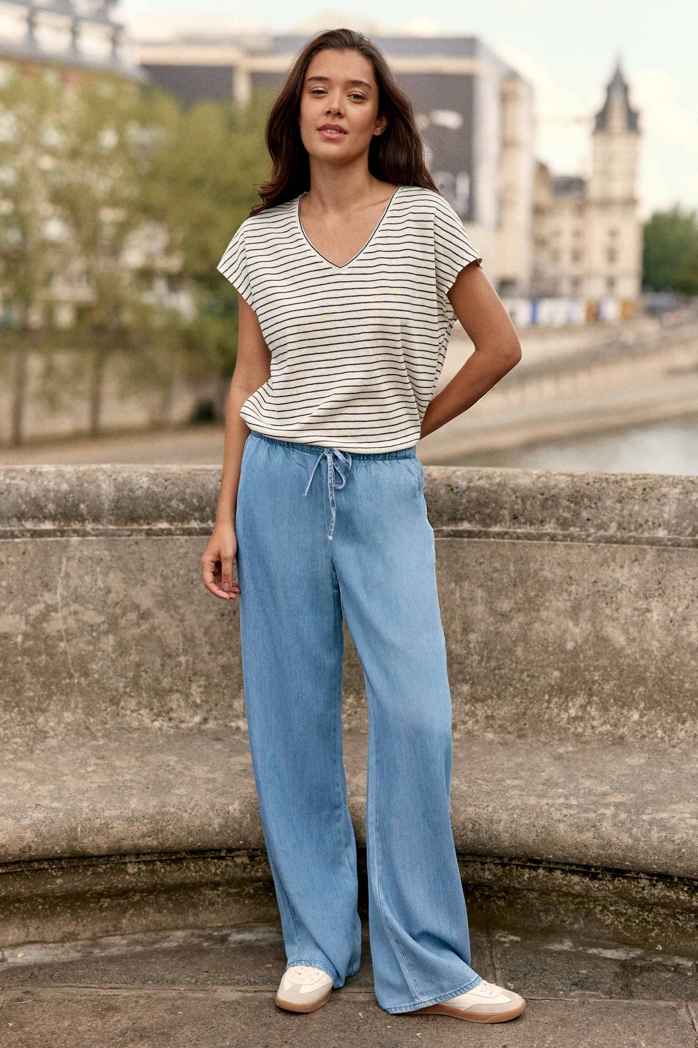 T-shirt ample et rayé marine/écru - Marcelina