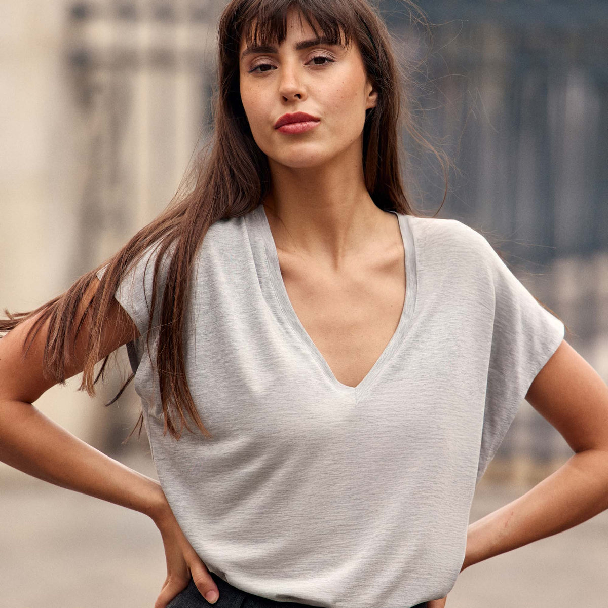 T-shirt, V-hals, relaxed, halve mouwen, rozenkoraal | Ulla Popken T-shirt, V-hals, relaxed, halve mouwen, rozenkoraal | Ulla Popken