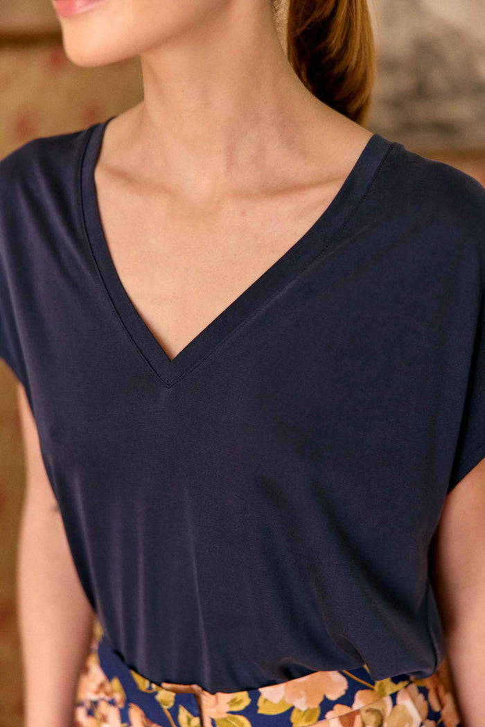 la petite étoile T-shirt col V marine - Marcellina
