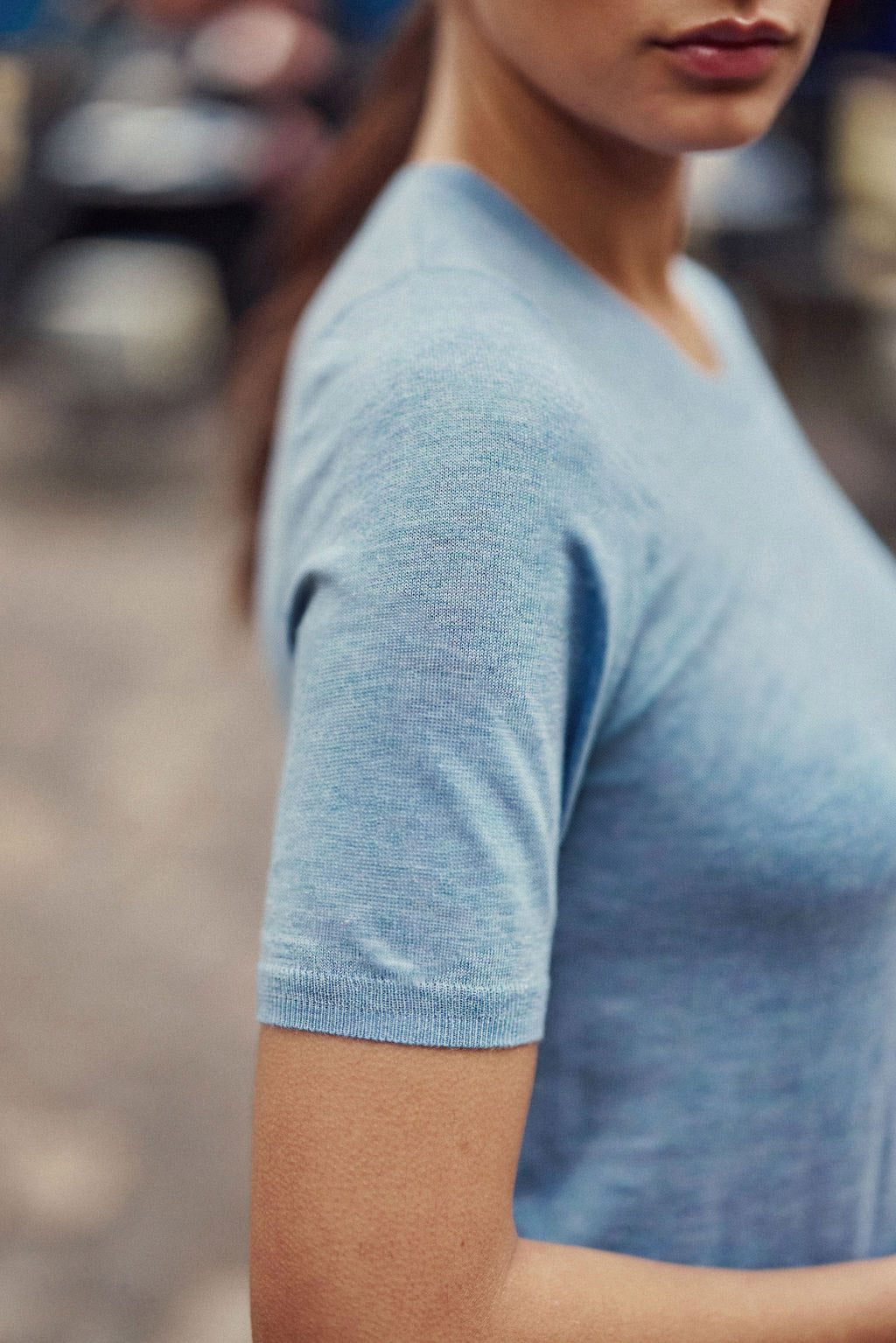 Sky blue short-sleeved sweater - Marilou
