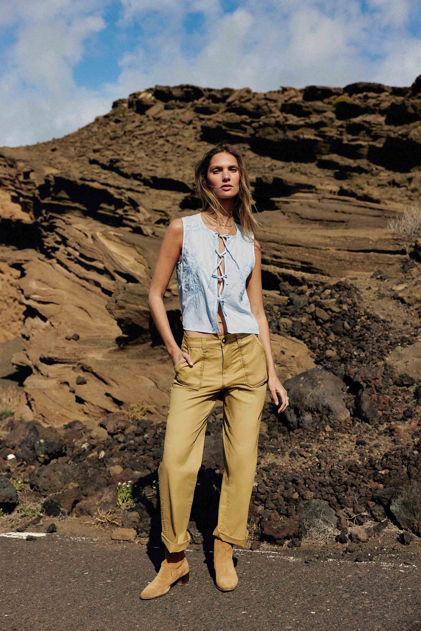 Camel straight pants - Marisol