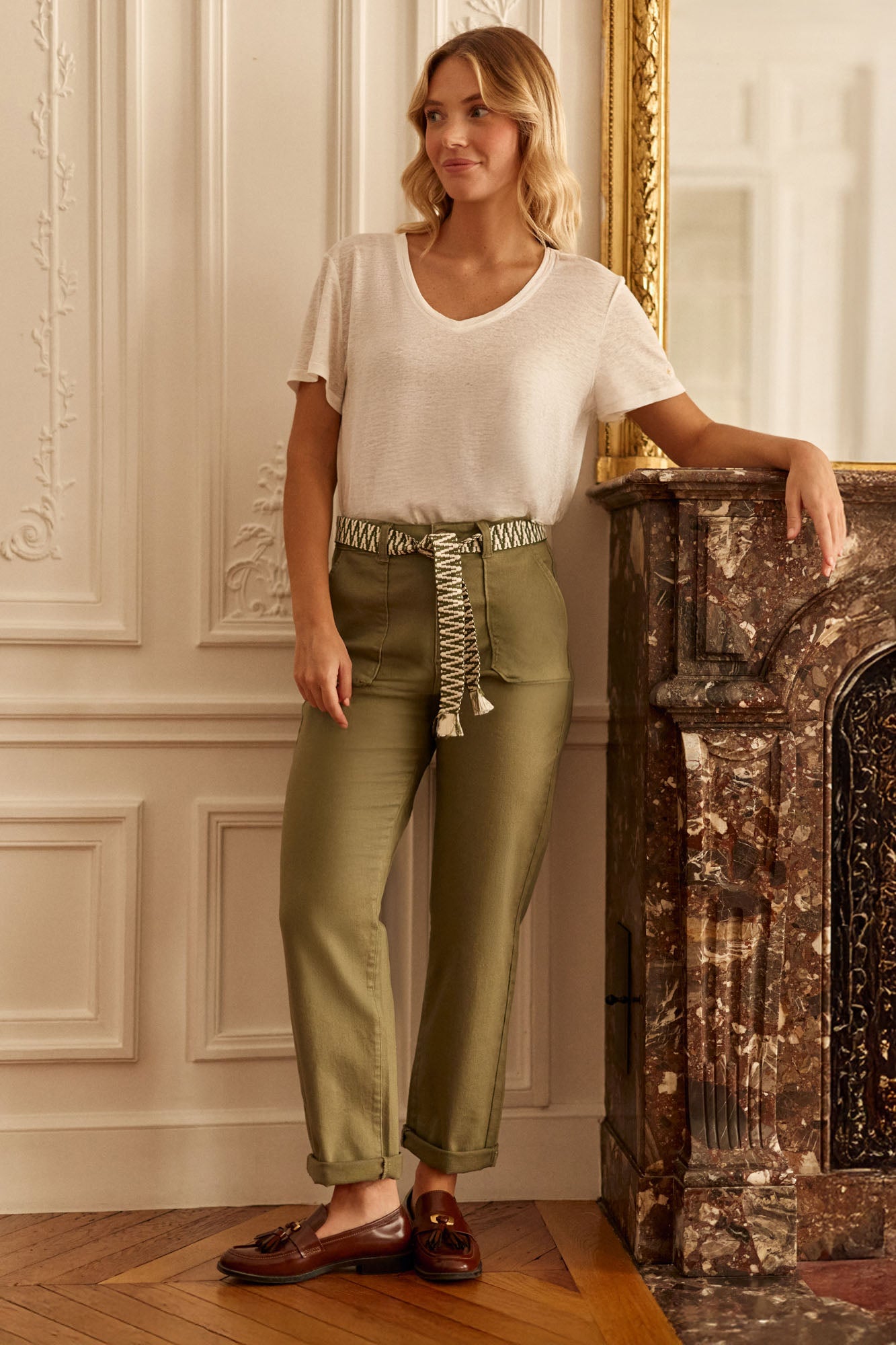 Marisol straight-leg pants  - Khaki