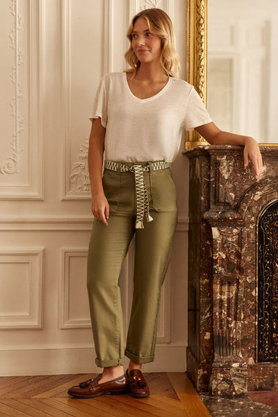 Pantalon Kaki Look Jean Kaki Pantalon Droit Kaki Femme La Petite