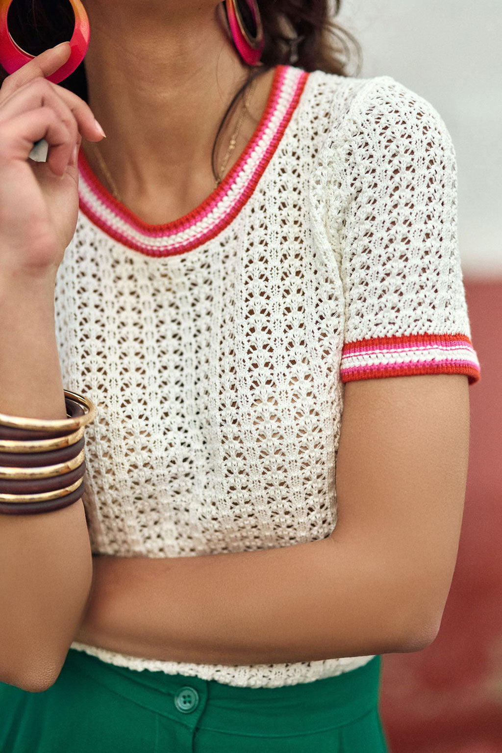 Ecru short-sleeved sweater - Mason