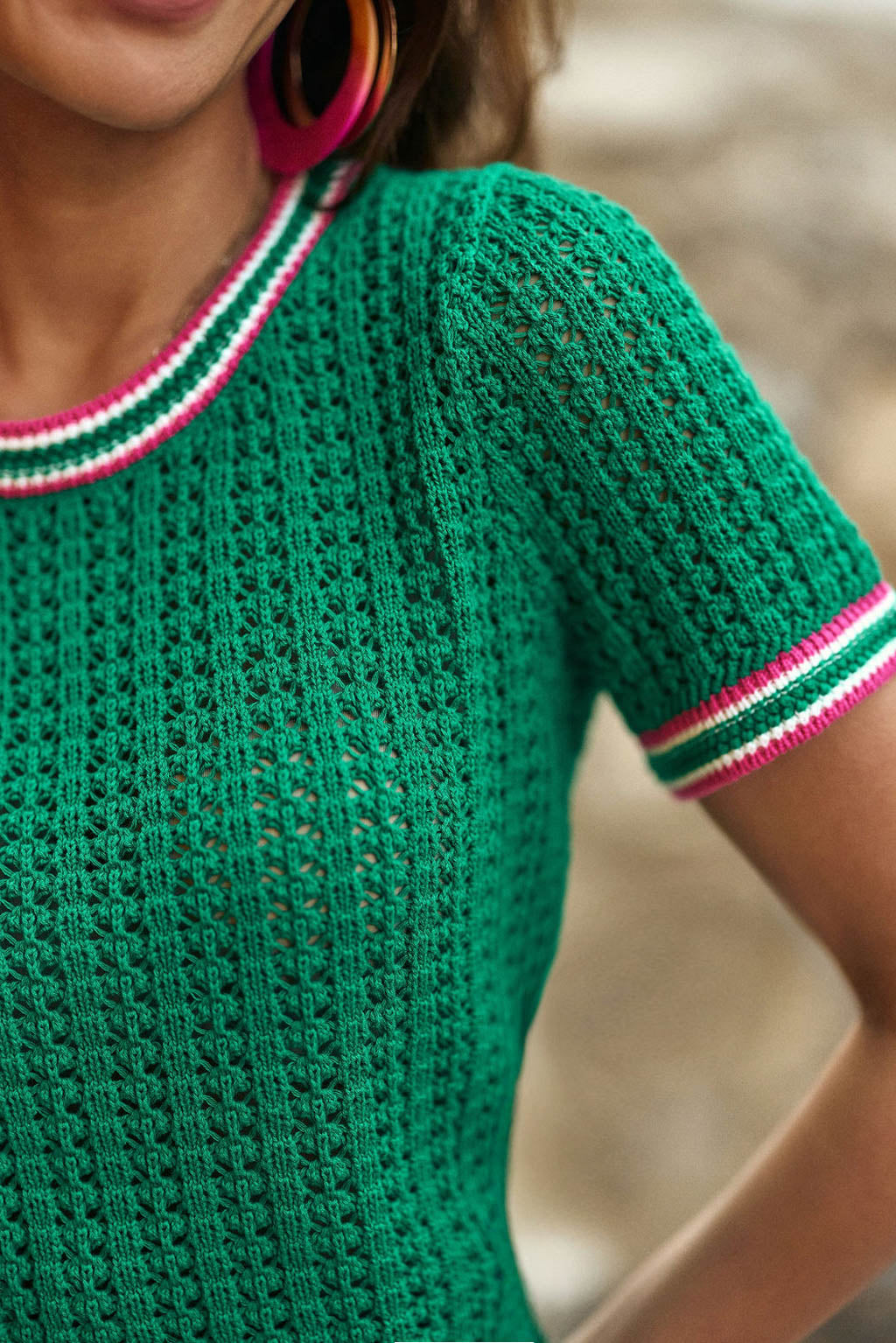 Pull à manches courtes vert - Mason