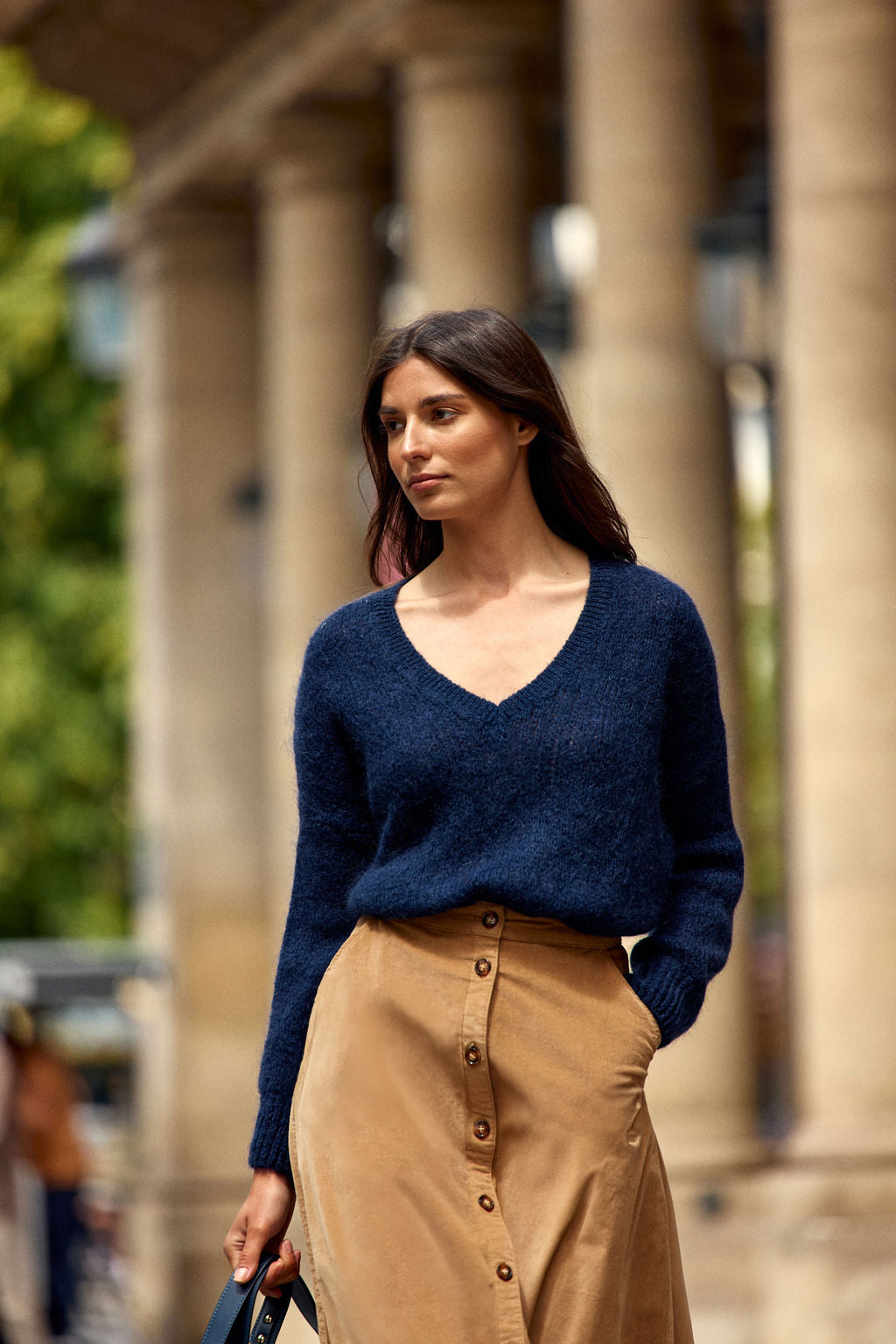 Pull col V Melanie - Marine