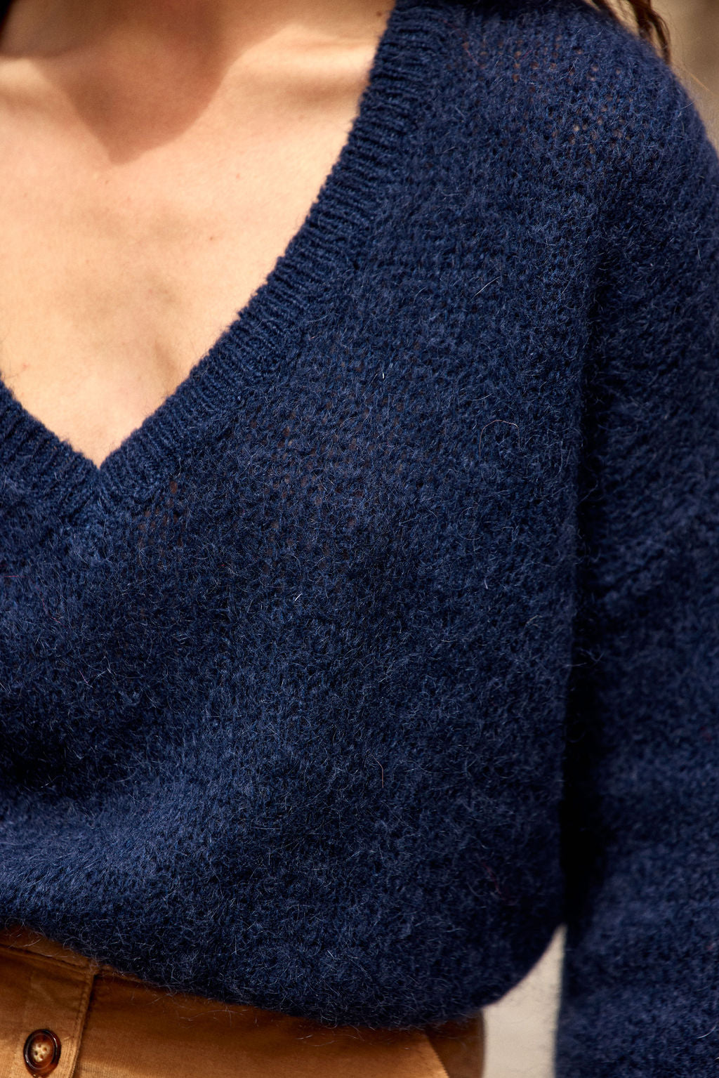 Pull col V Melanie - Marine
