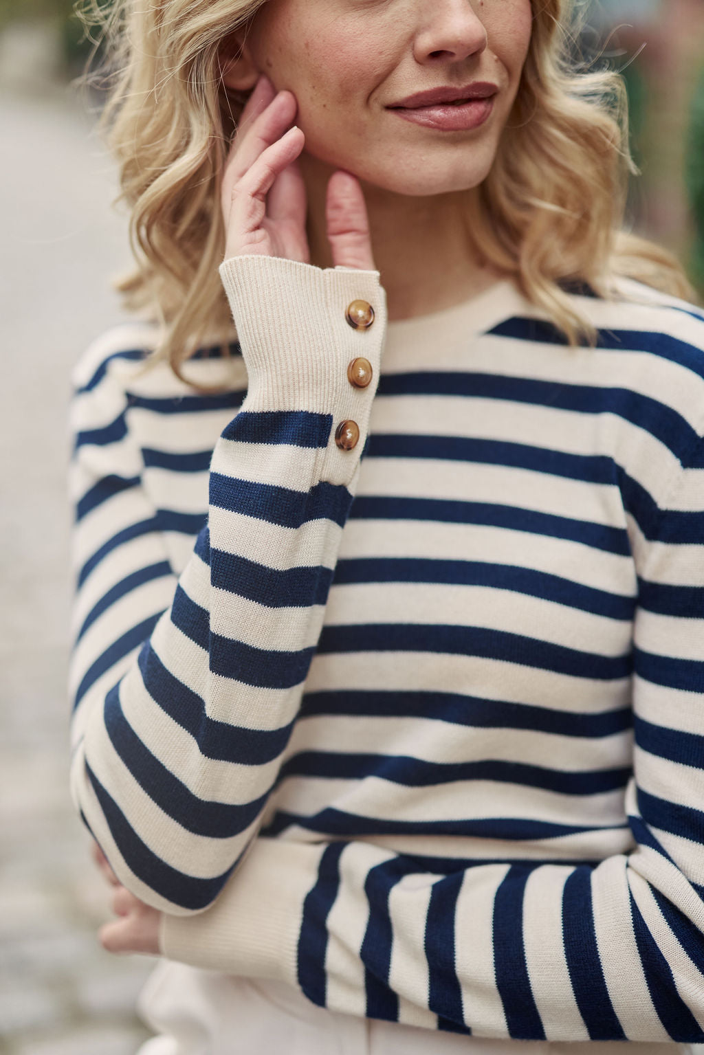 Pull à rayures beige/marine - Melina
