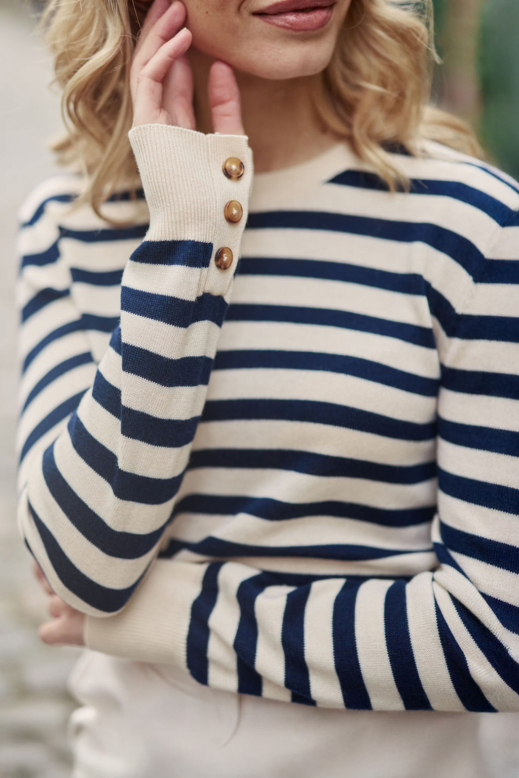 Pull à rayures beige/marine - Melina