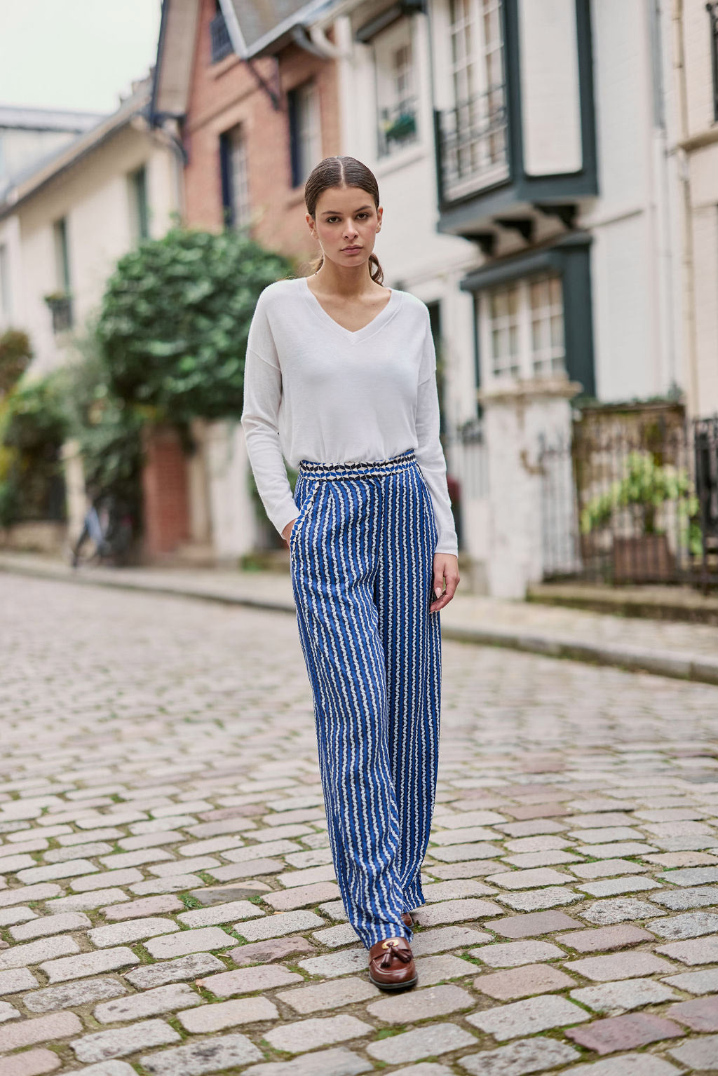 Ecru V-neck sweater - Melya