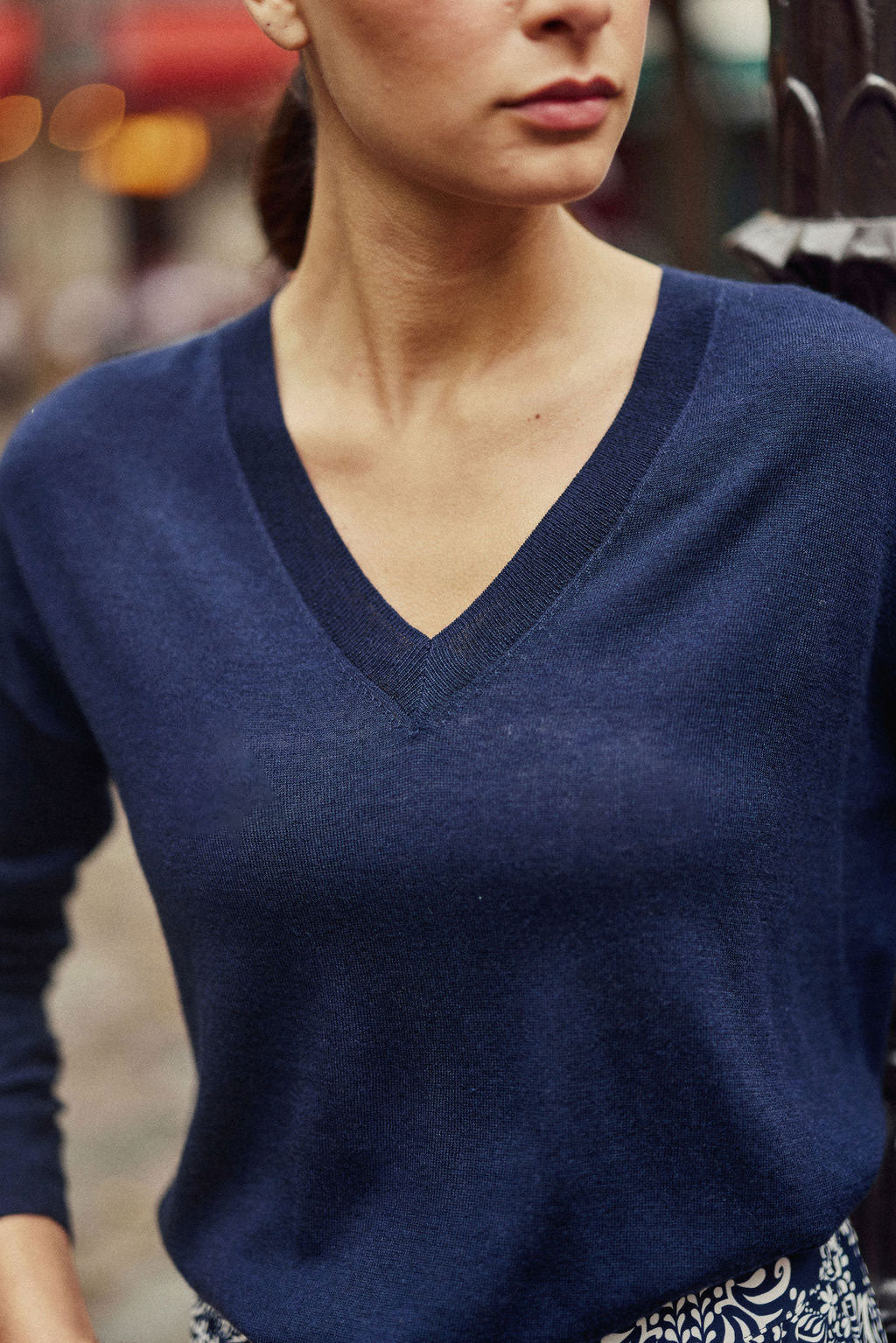 Navy V-neck sweater - Melya