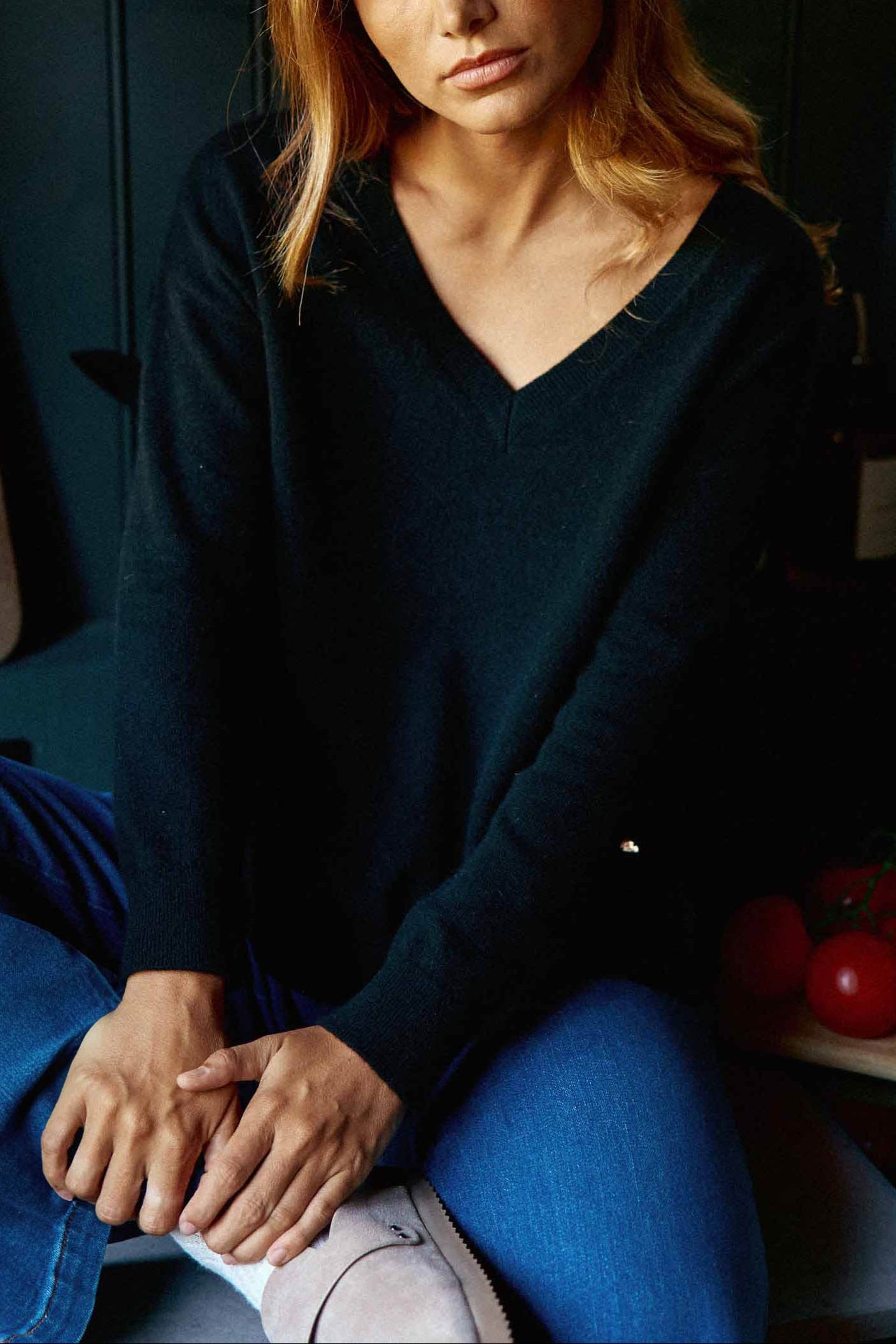 Pull col V Melya - Noir