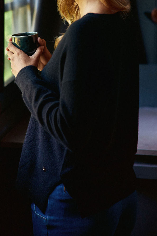 Pull col V Melya - Noir