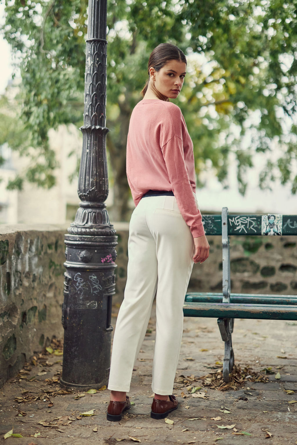 Old pink V-neck sweater - Melya
