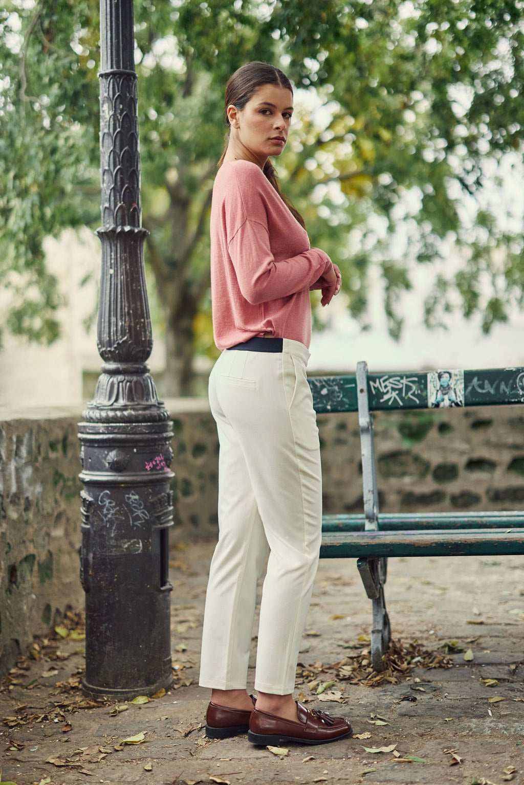 Old pink V-neck sweater - Melya