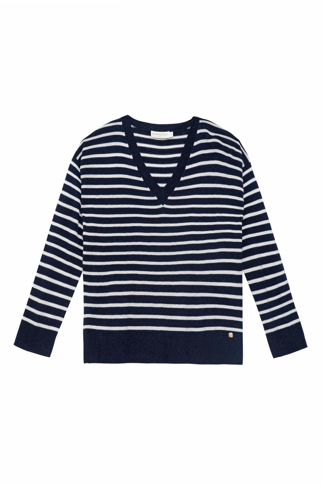 Pull rayé manches longues marine/écru - Melyo