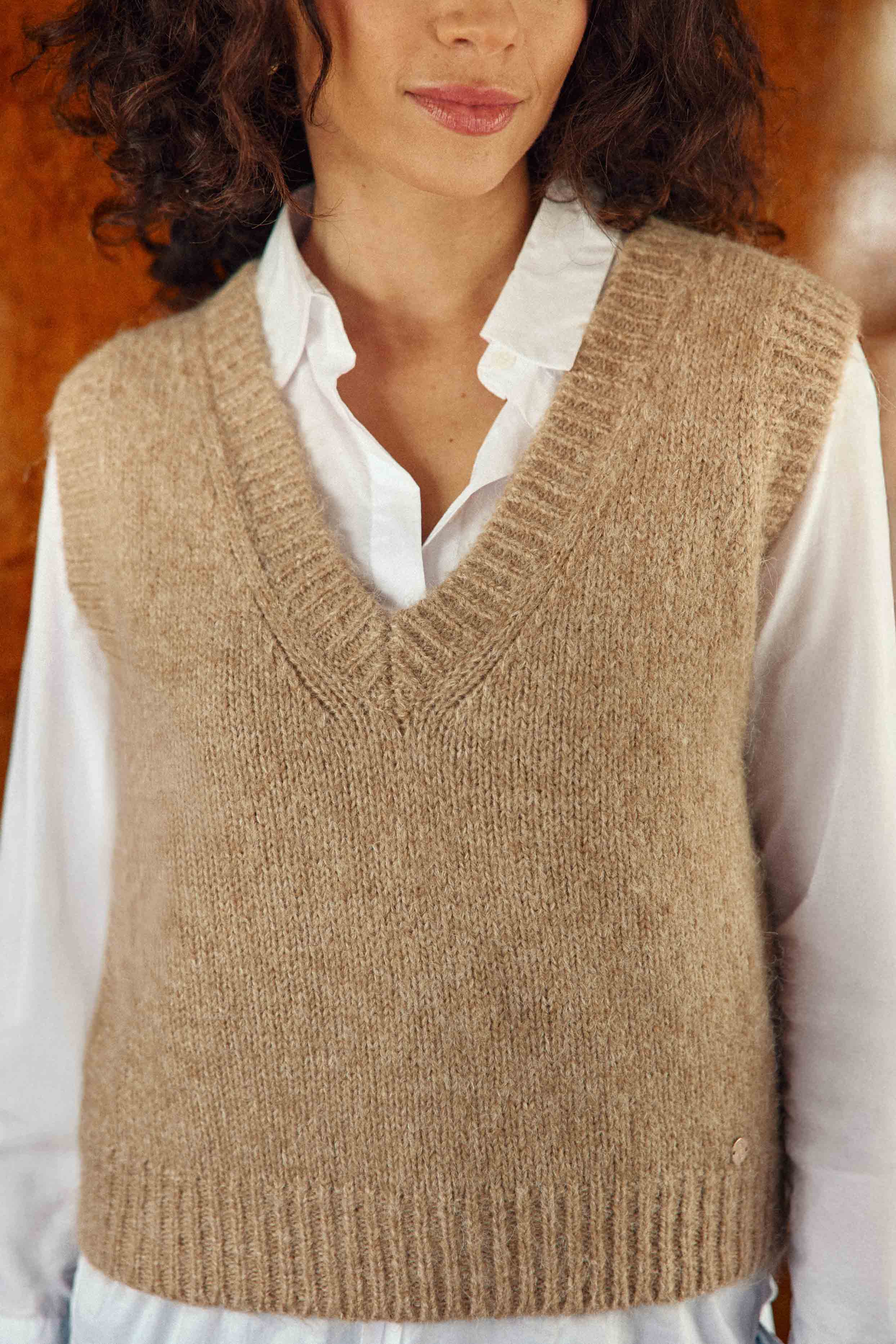 Pull sans manches camel - Mercy