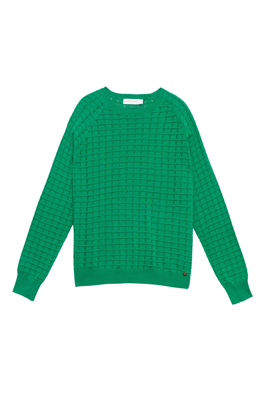 Green knitted round-neck sweater - Miko