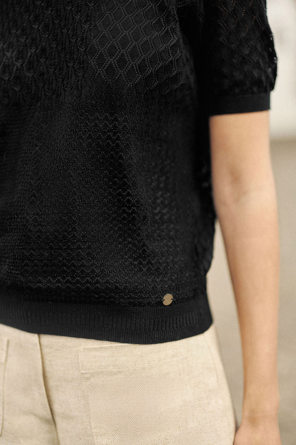 Black knitted crew neck sweater - Millie
