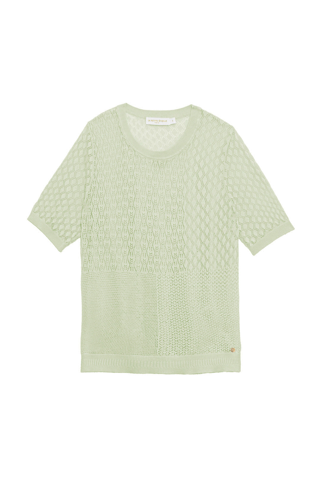 Almond green knit crew neck sweater - Millie