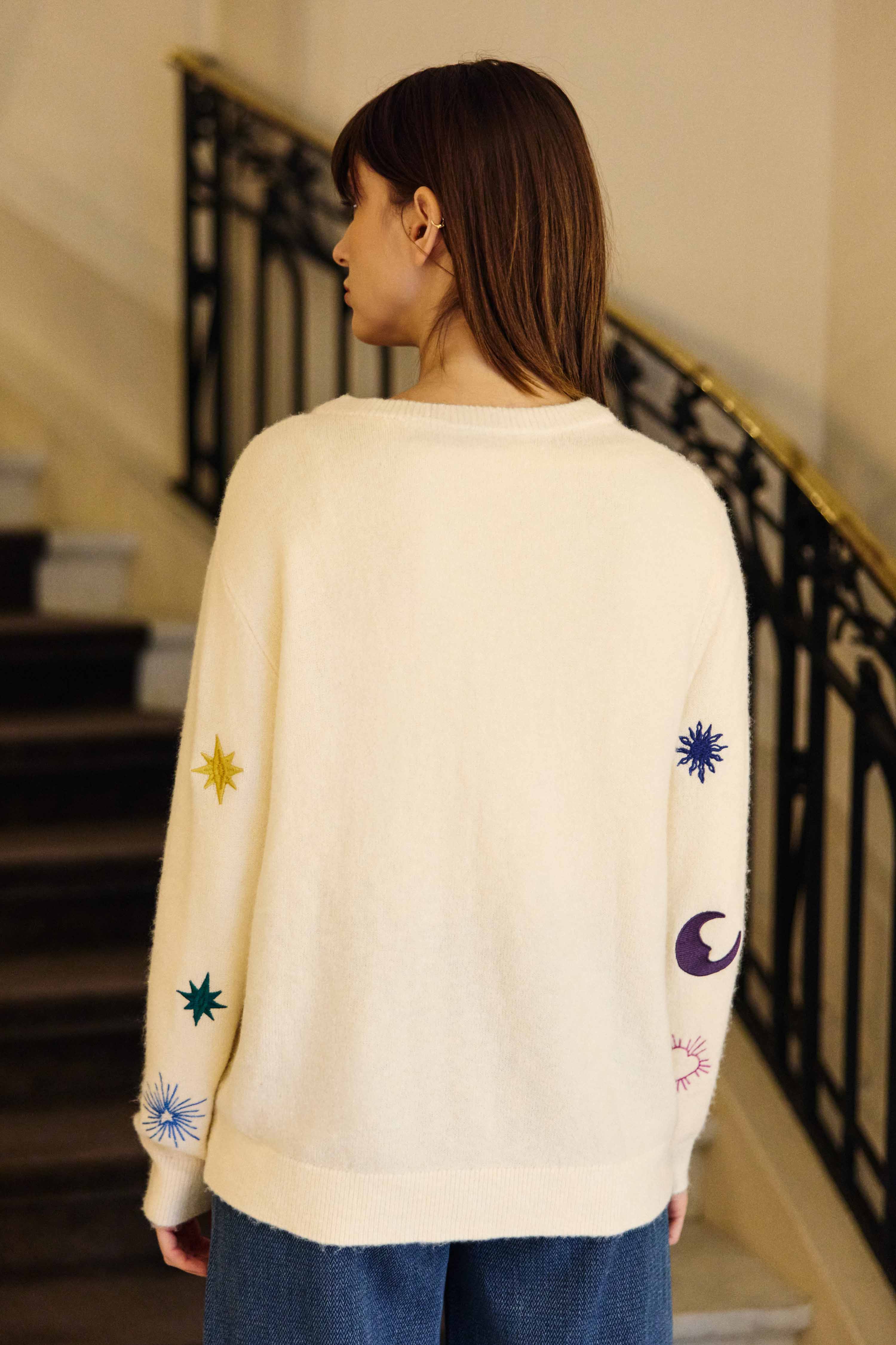 Gilet brodé écru - Moka