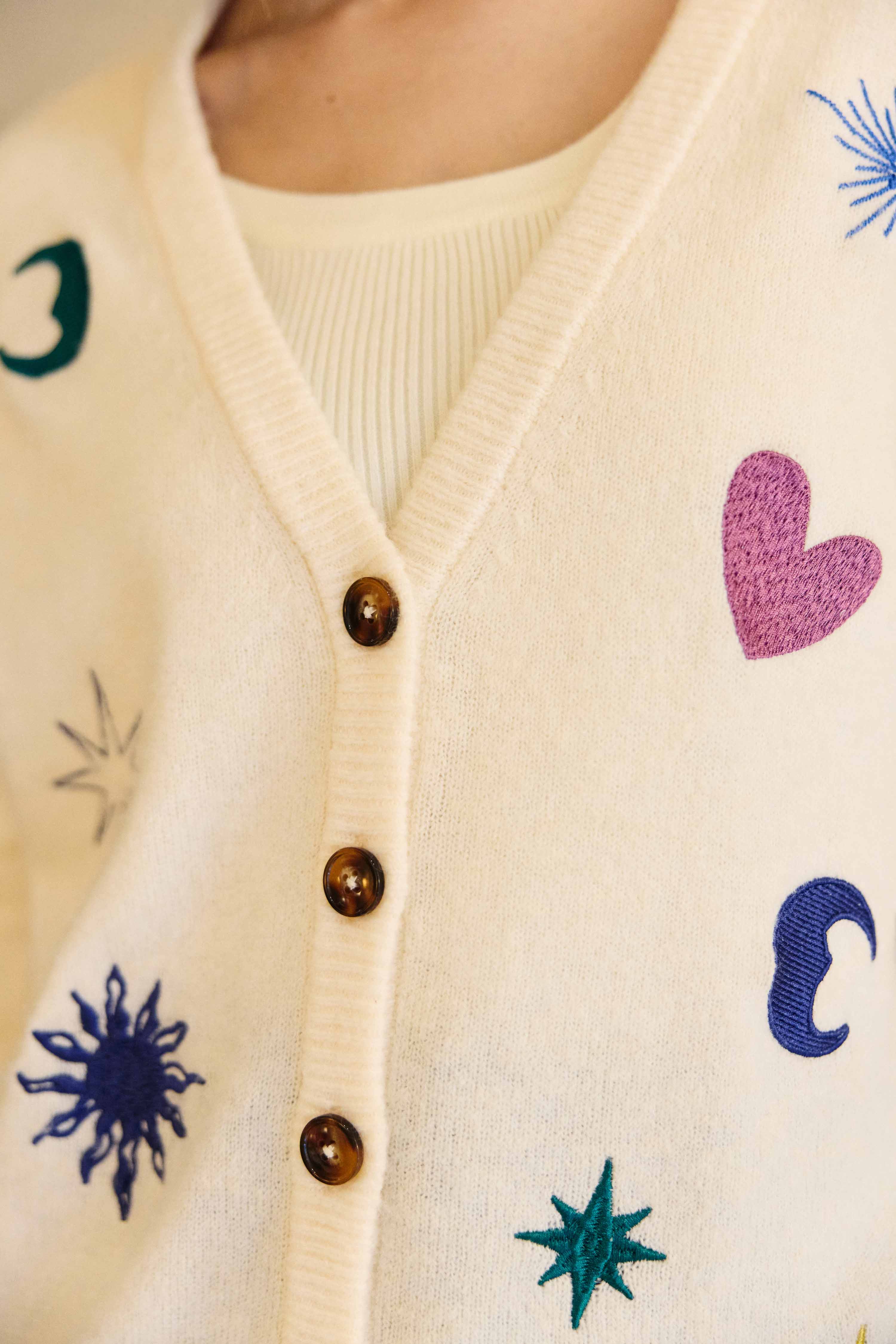 Gilet brodé écru - Moka