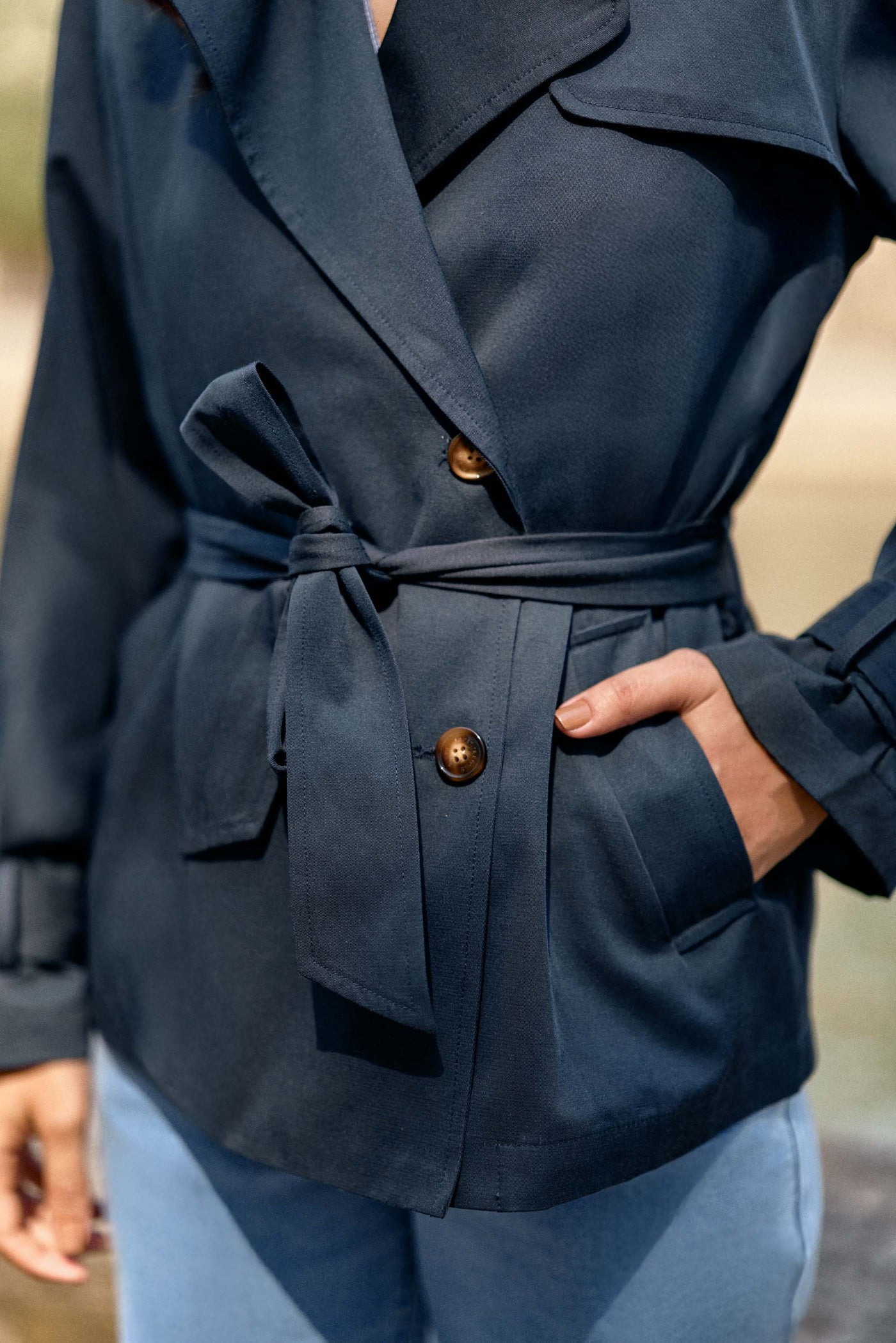 Short navy trench coat - Narago