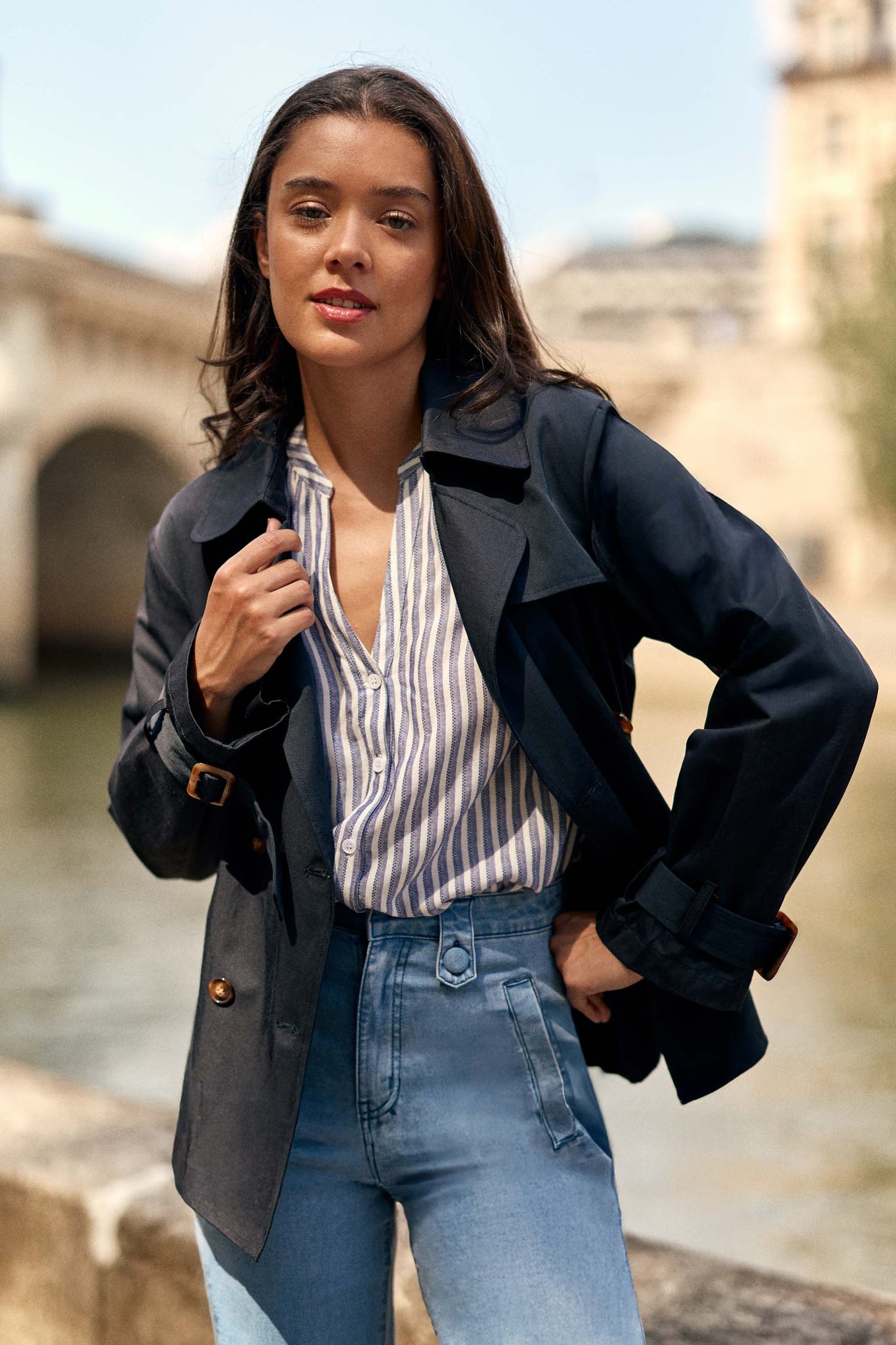 Short navy trench coat - Narago