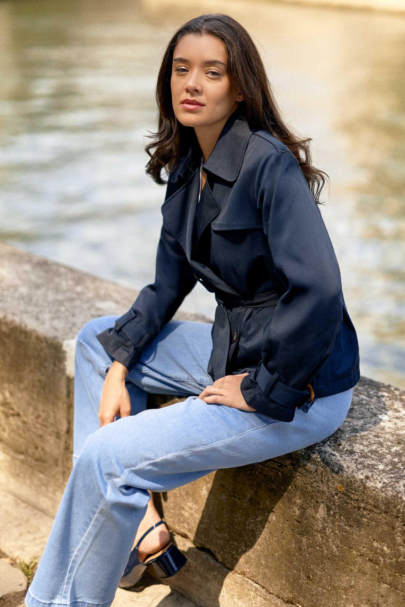 Short navy trench coat - Narago