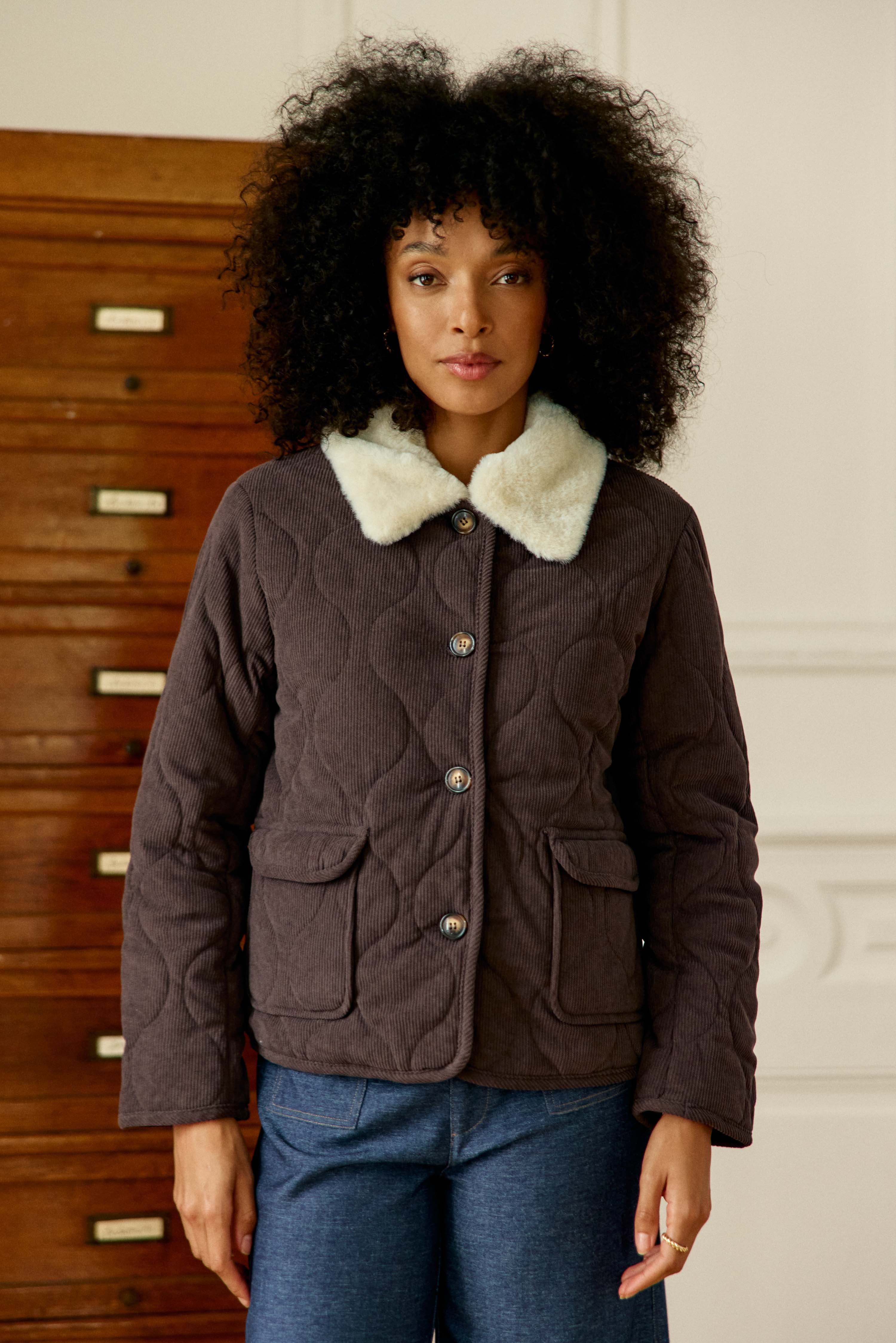 Nattia - Manteau en velours