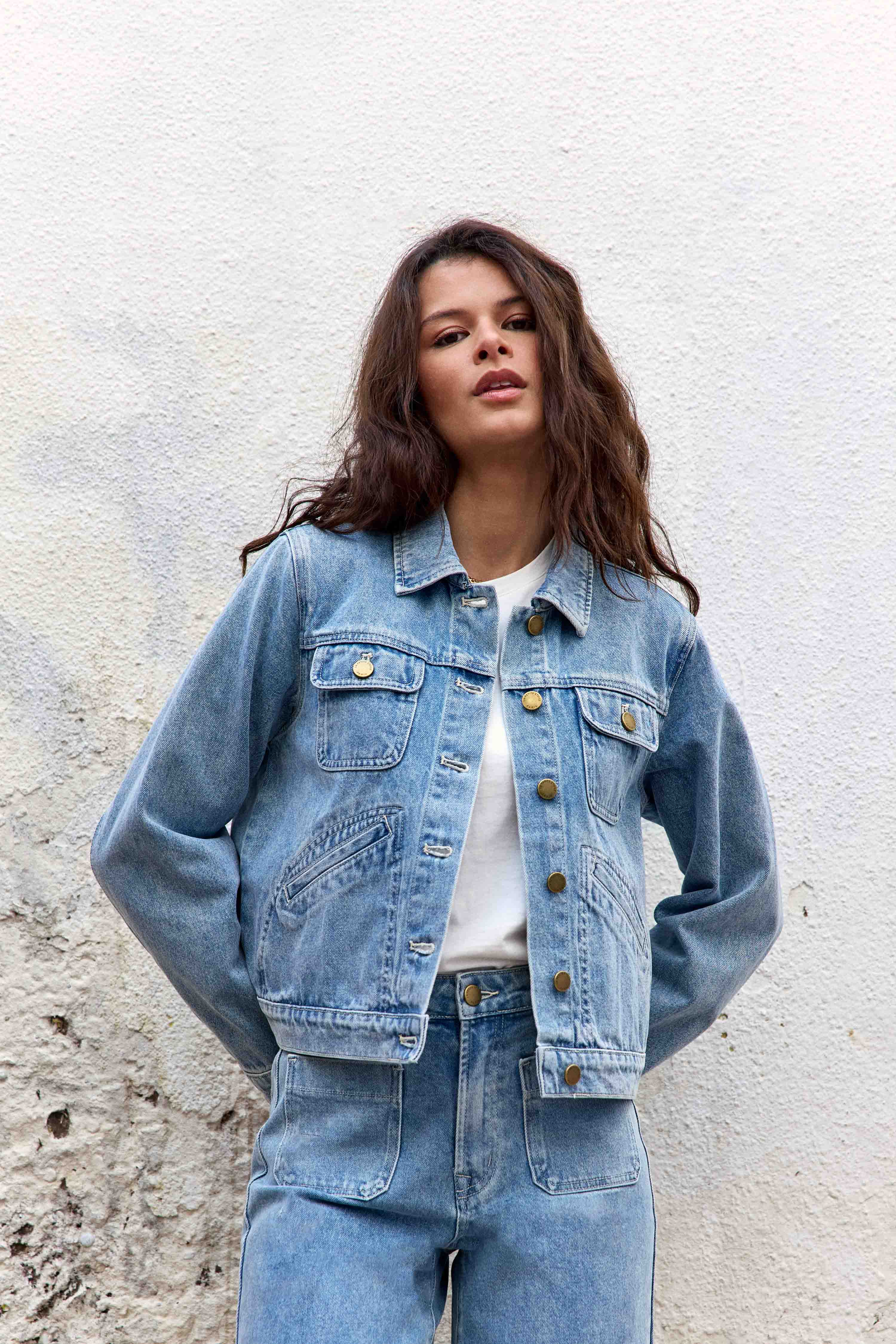 Veste courte en jean marble wash femme - Nelson | LA PETITE ÉTOILE