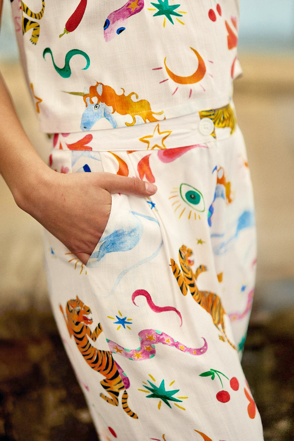 Tiger print straight pants - Pauline