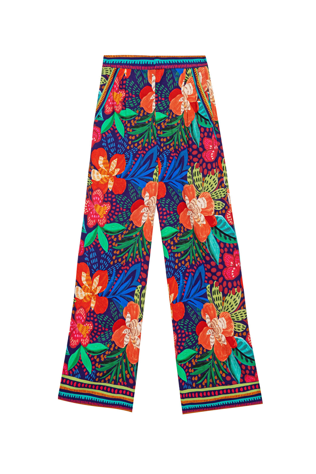 Pantalon droit à motif floral - Paulino