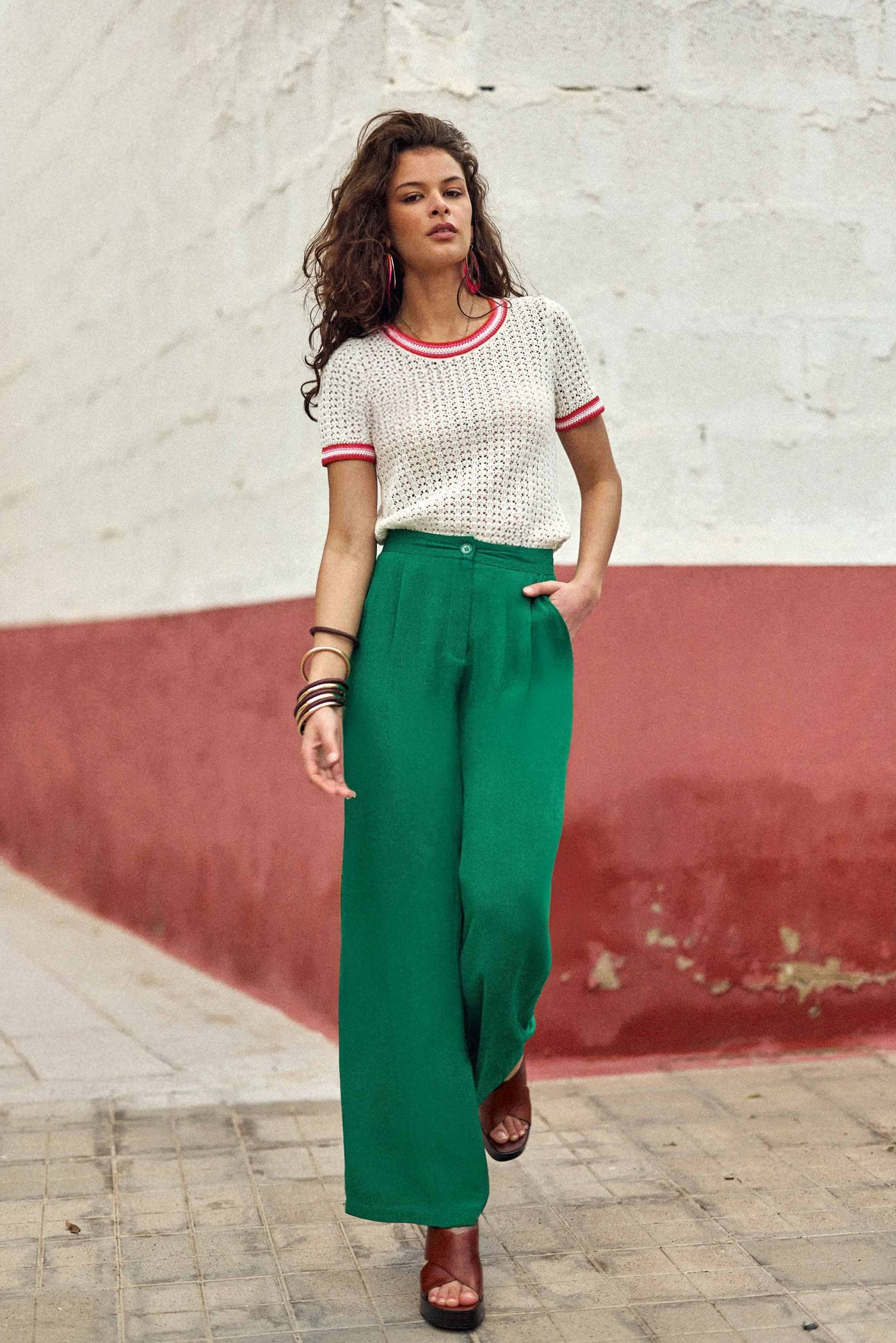 Pantalon droit vert - Paulino