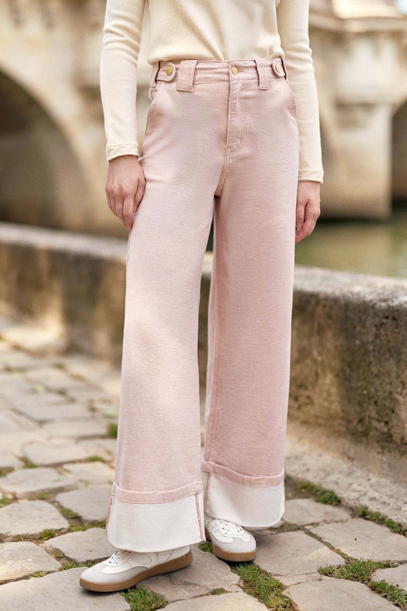 Pantalon large taille haute rose - Paxton