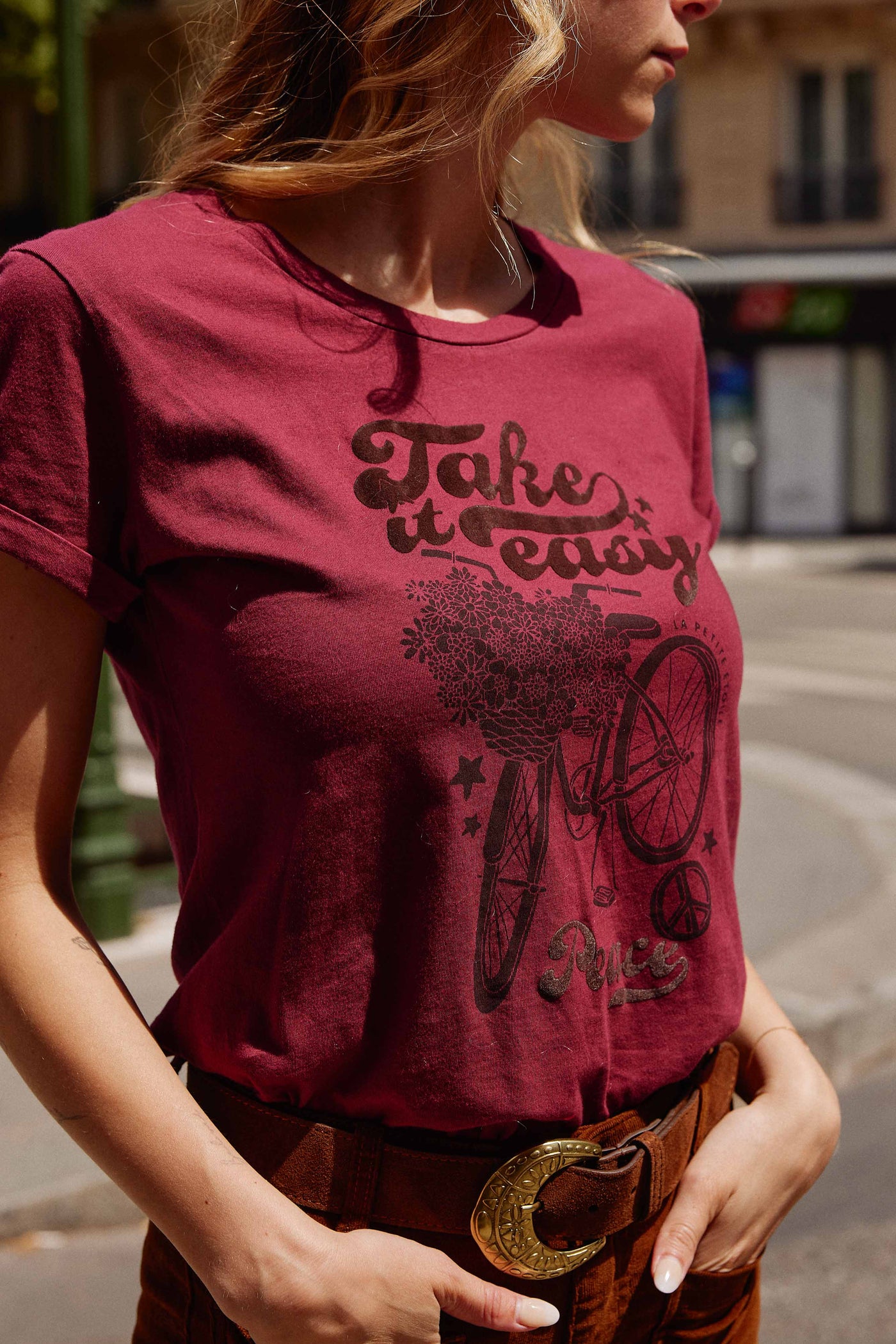 T-shirt Peace - Framboise