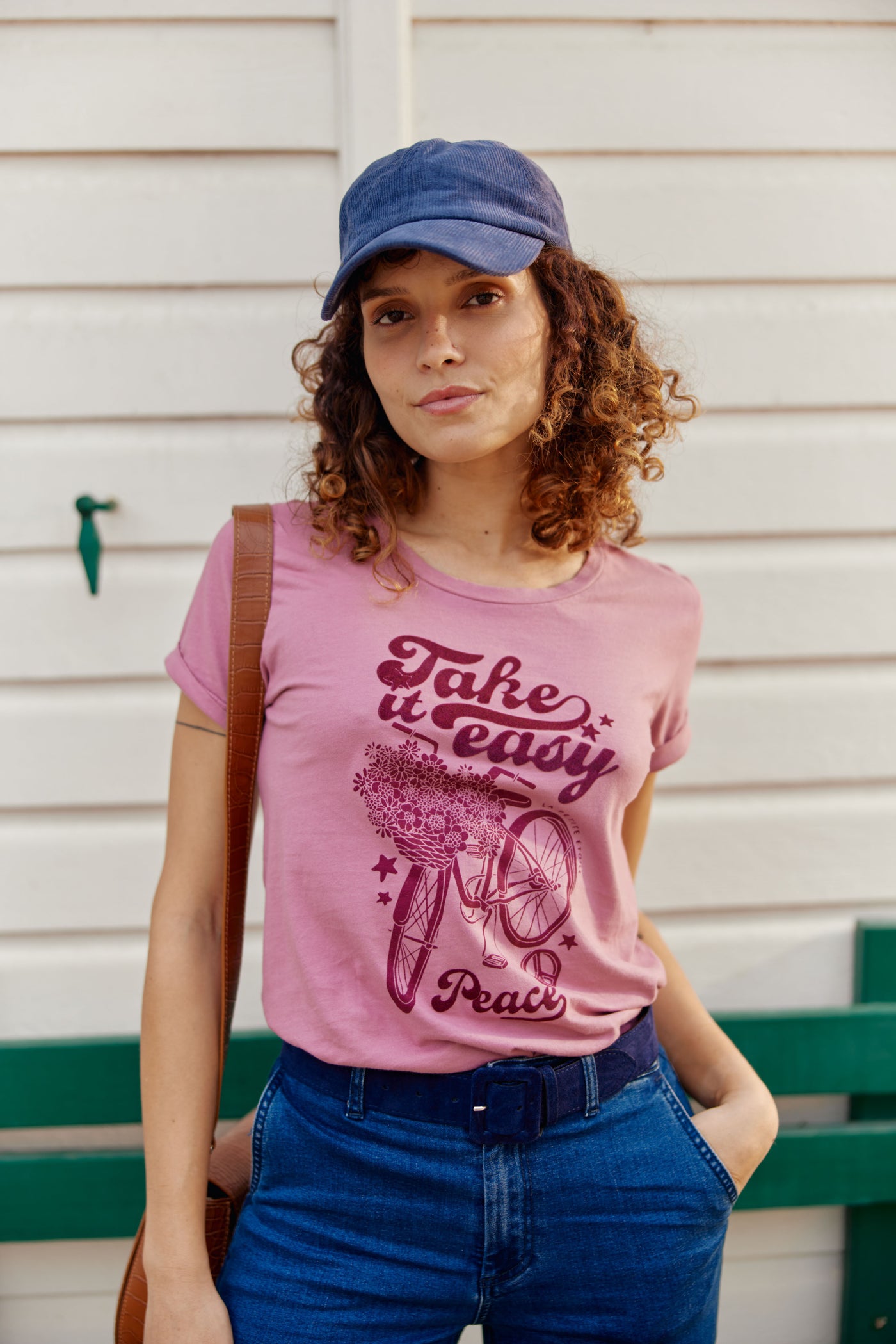 T-shirt Peace - Vieux Rose