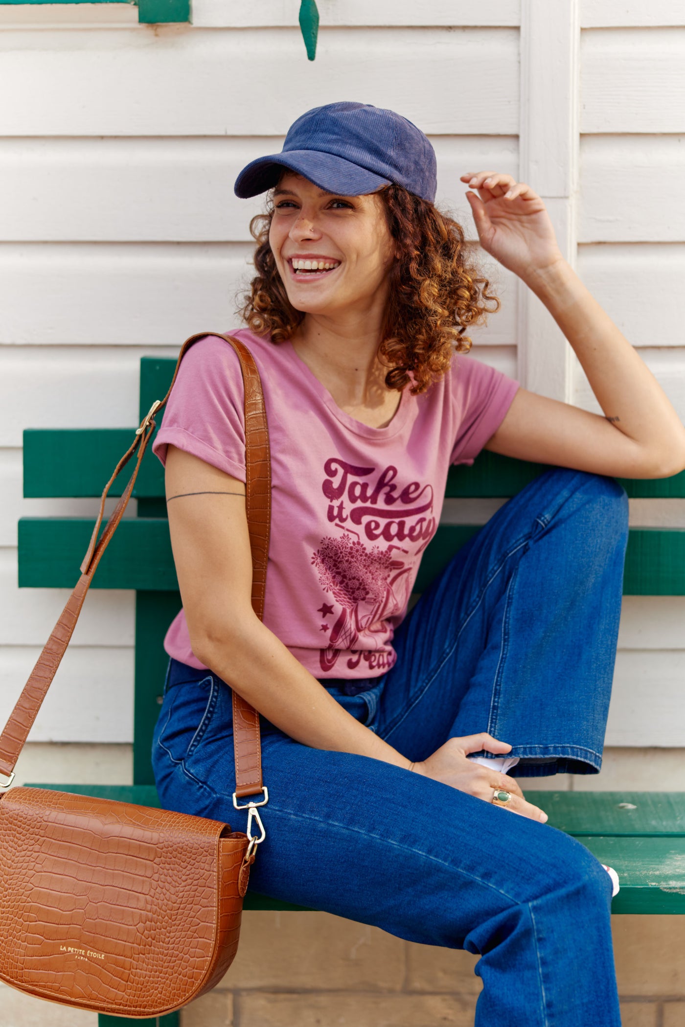 T-shirt Peace - Vieux Rose