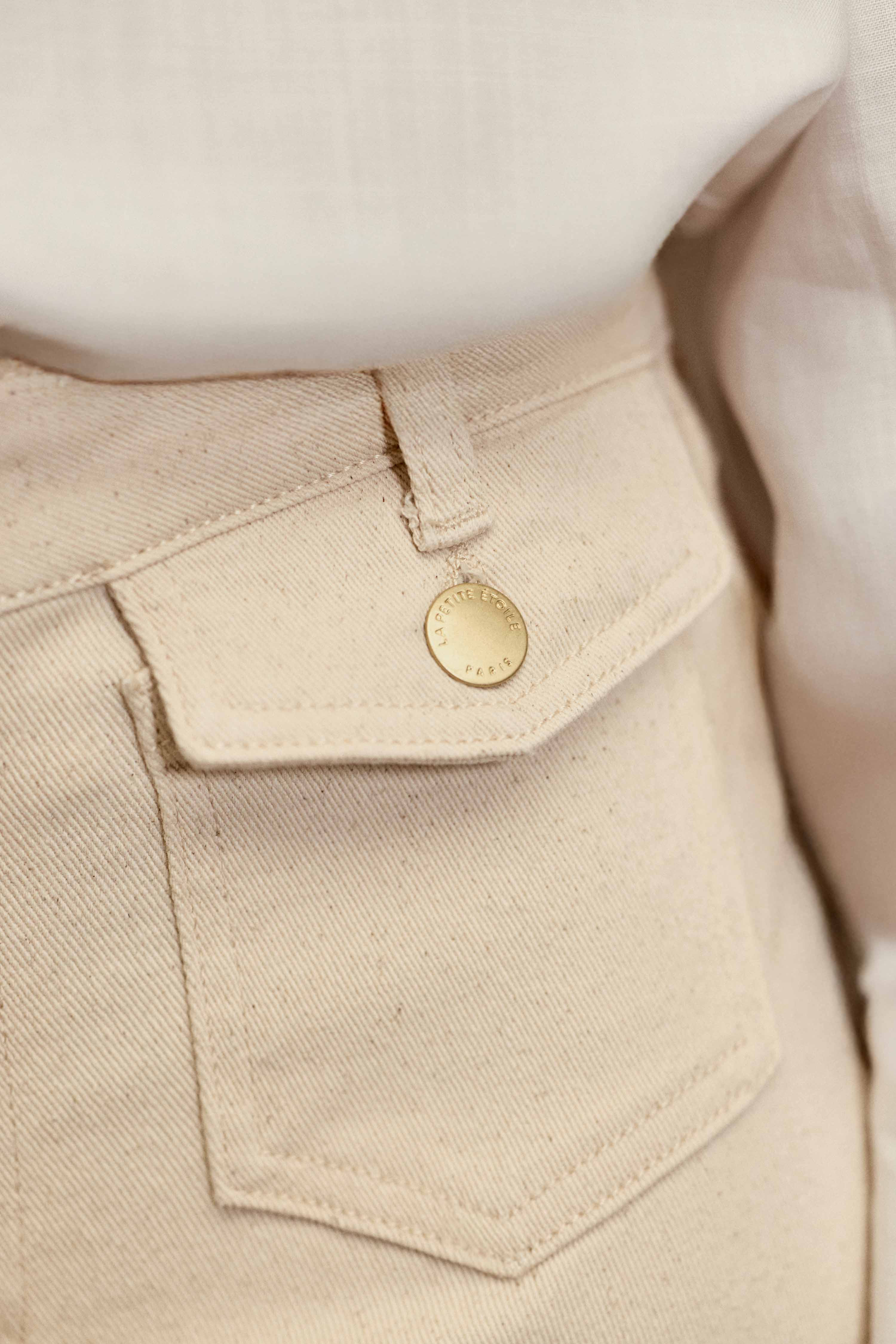 Jean flare poches rabat beige – Peyton